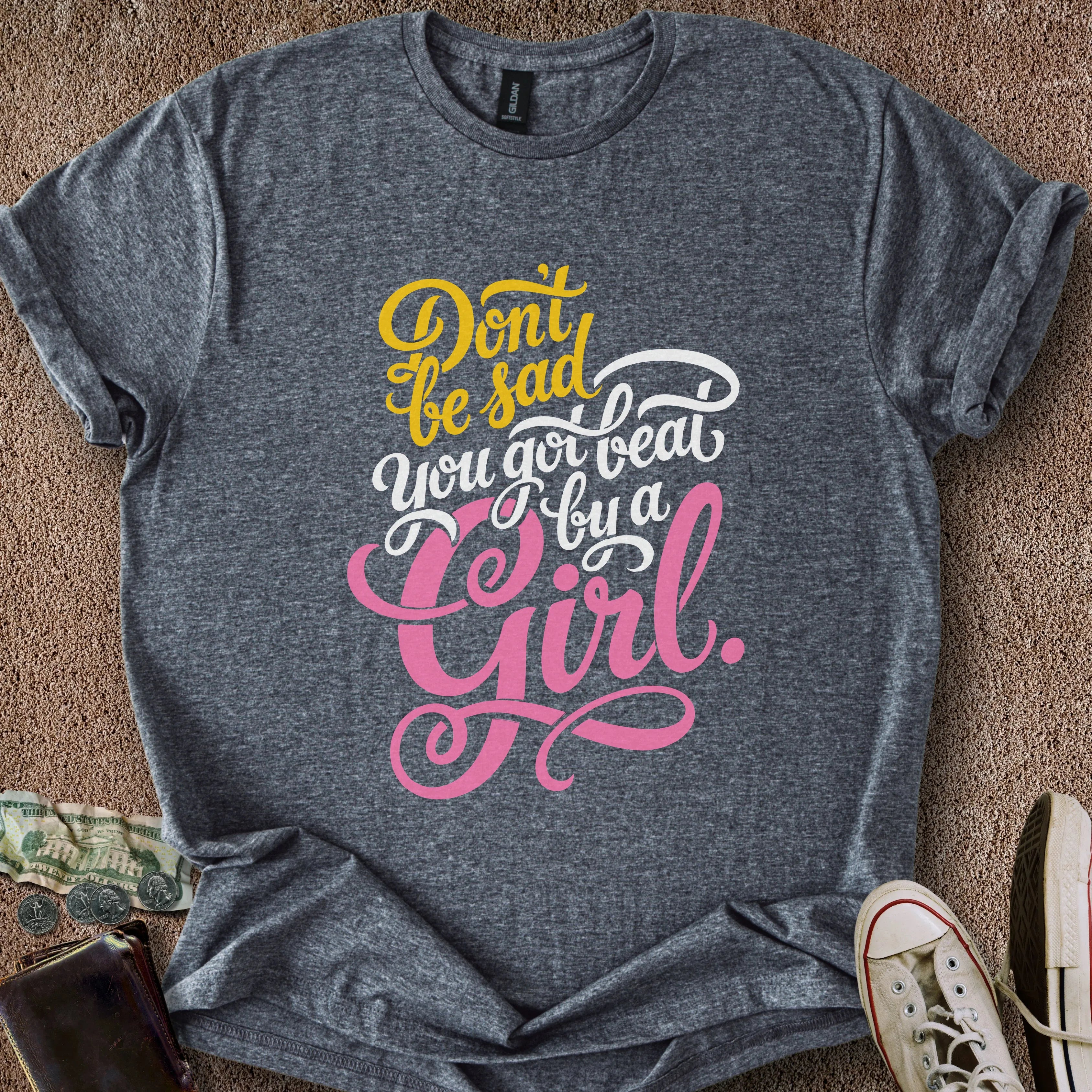 Printify T-Shirt Dark Heather / S Beat by a Girl T-Shirt