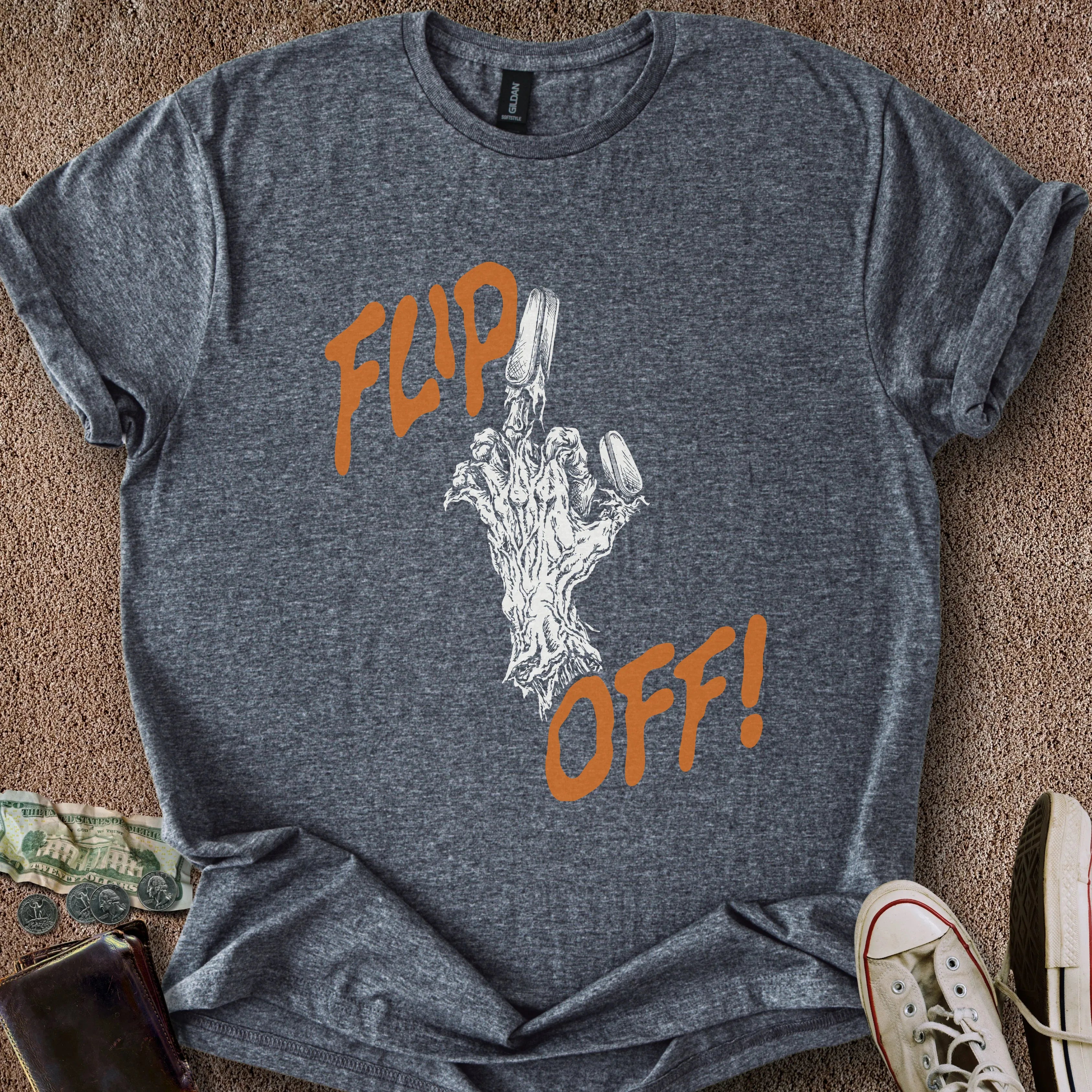 Printify T-Shirt Dark Heather / S Flip Off T-Shirt
