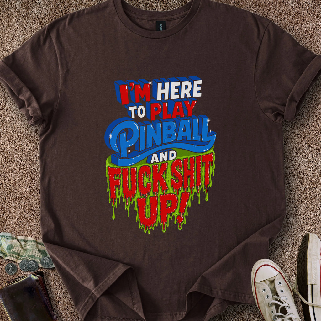 Printify T-Shirt Dark Chocolate / S Play Pinball & F- S- Up T-Shirt