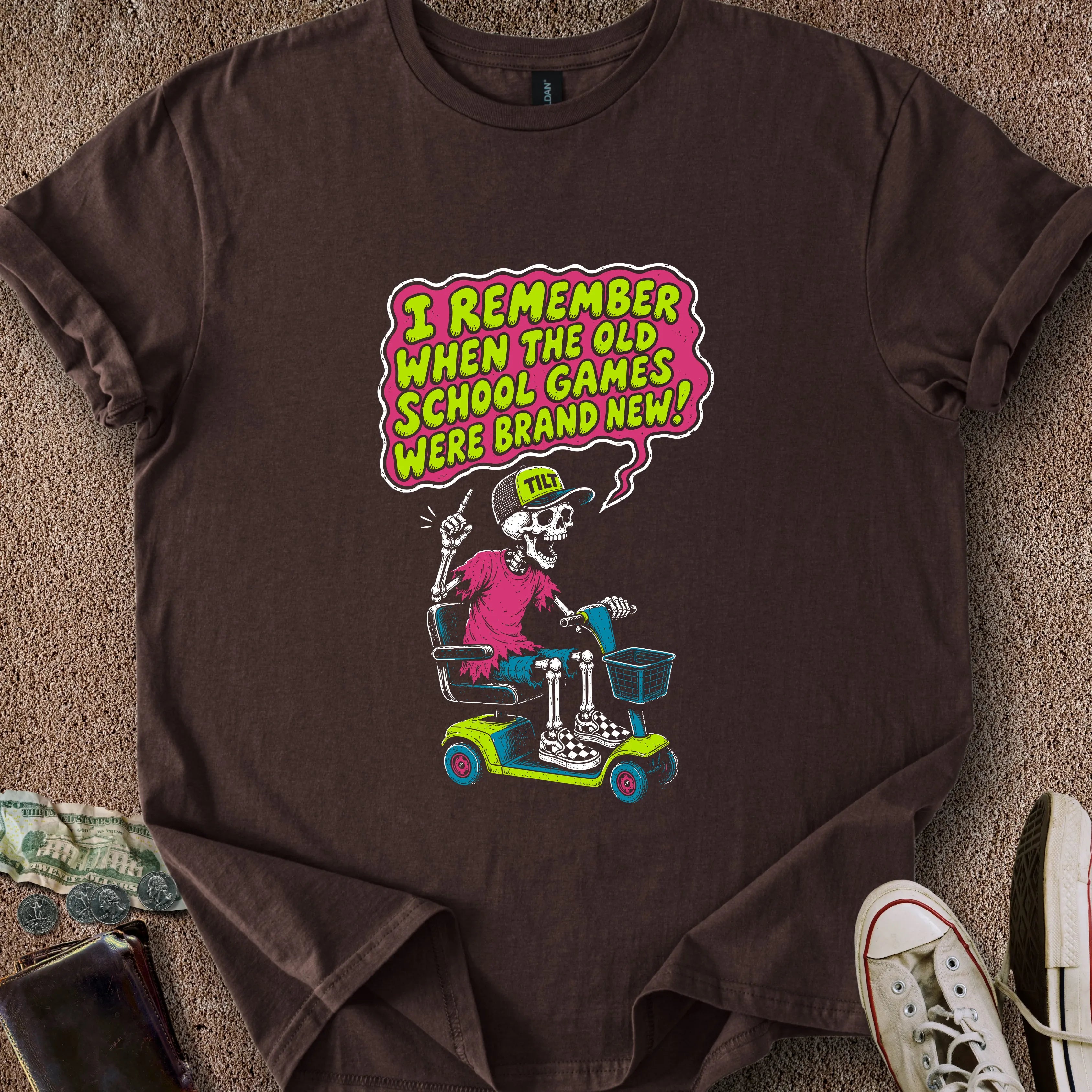 Printify T-Shirt Dark Chocolate / S Old School Gamer T-Shirt