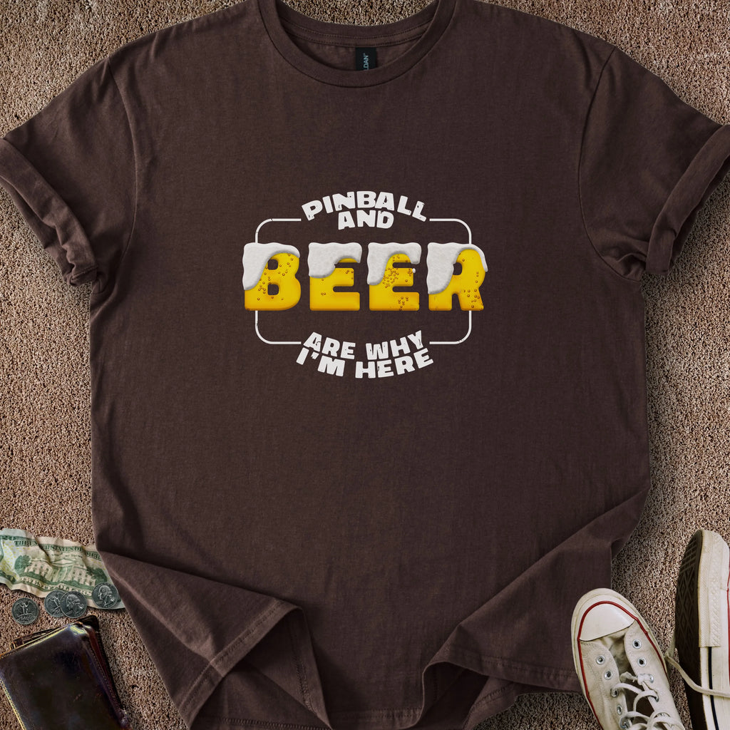 Printify T-Shirt Dark Chocolate / S Pinball & Beer T-Shirt