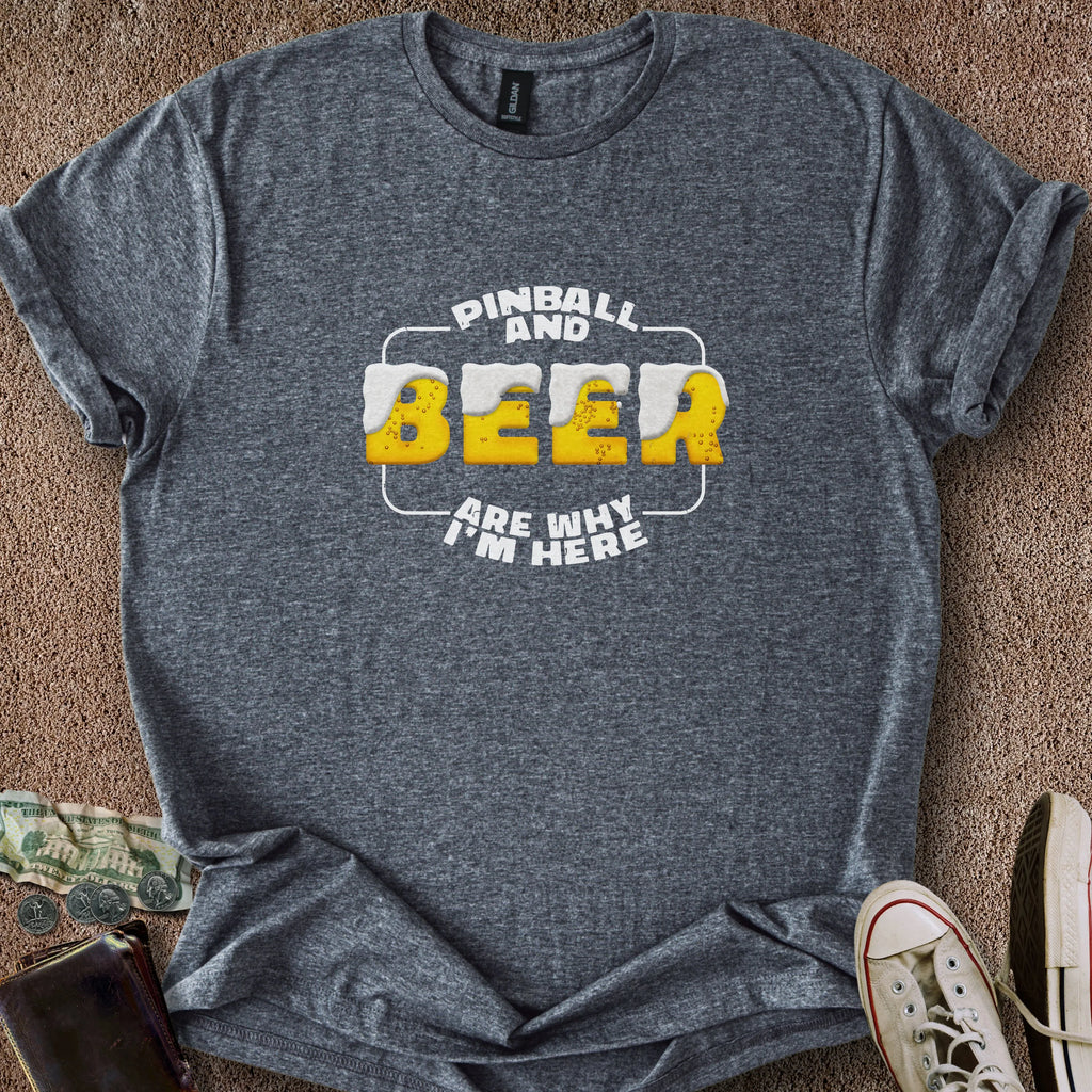 Printify T-Shirt Dark Heather / S Pinball & Beer T-Shirt