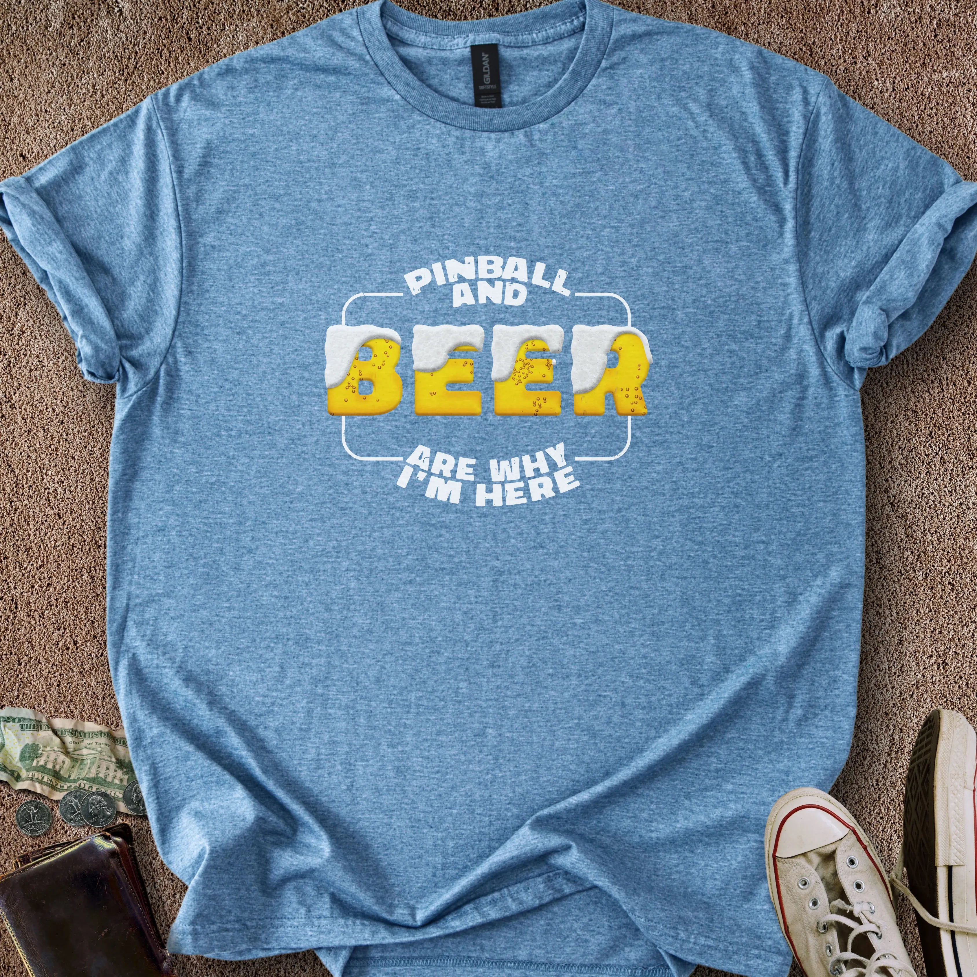 Printify T-Shirt Heather Indigo / S Pinball & Beer T-Shirt