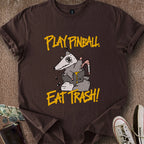 Printify T-Shirt Dark Chocolate / S Play Pinball Eat Trash T-Shirt