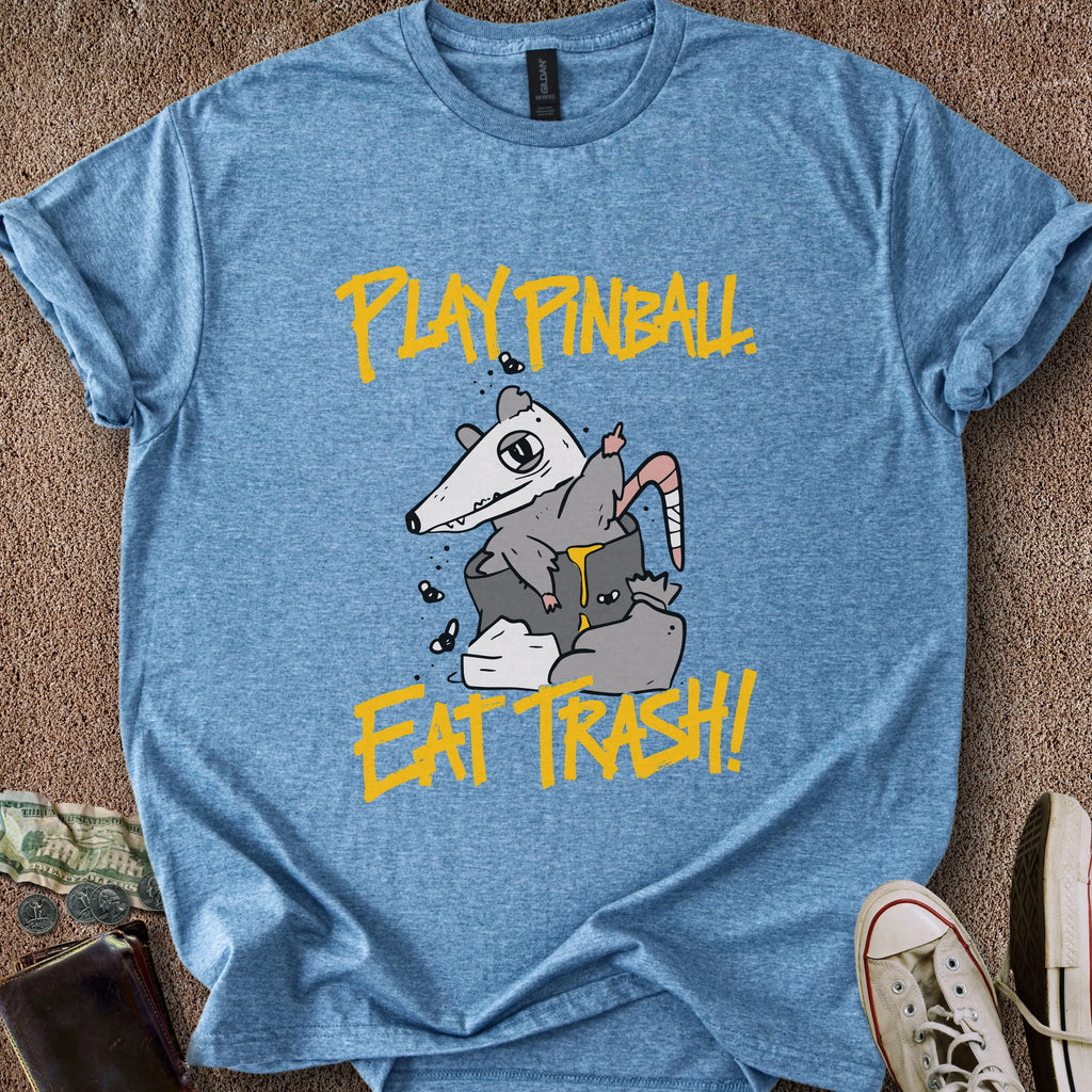 Printify T-Shirt Heather Indigo / S Play Pinball Eat Trash T-Shirt