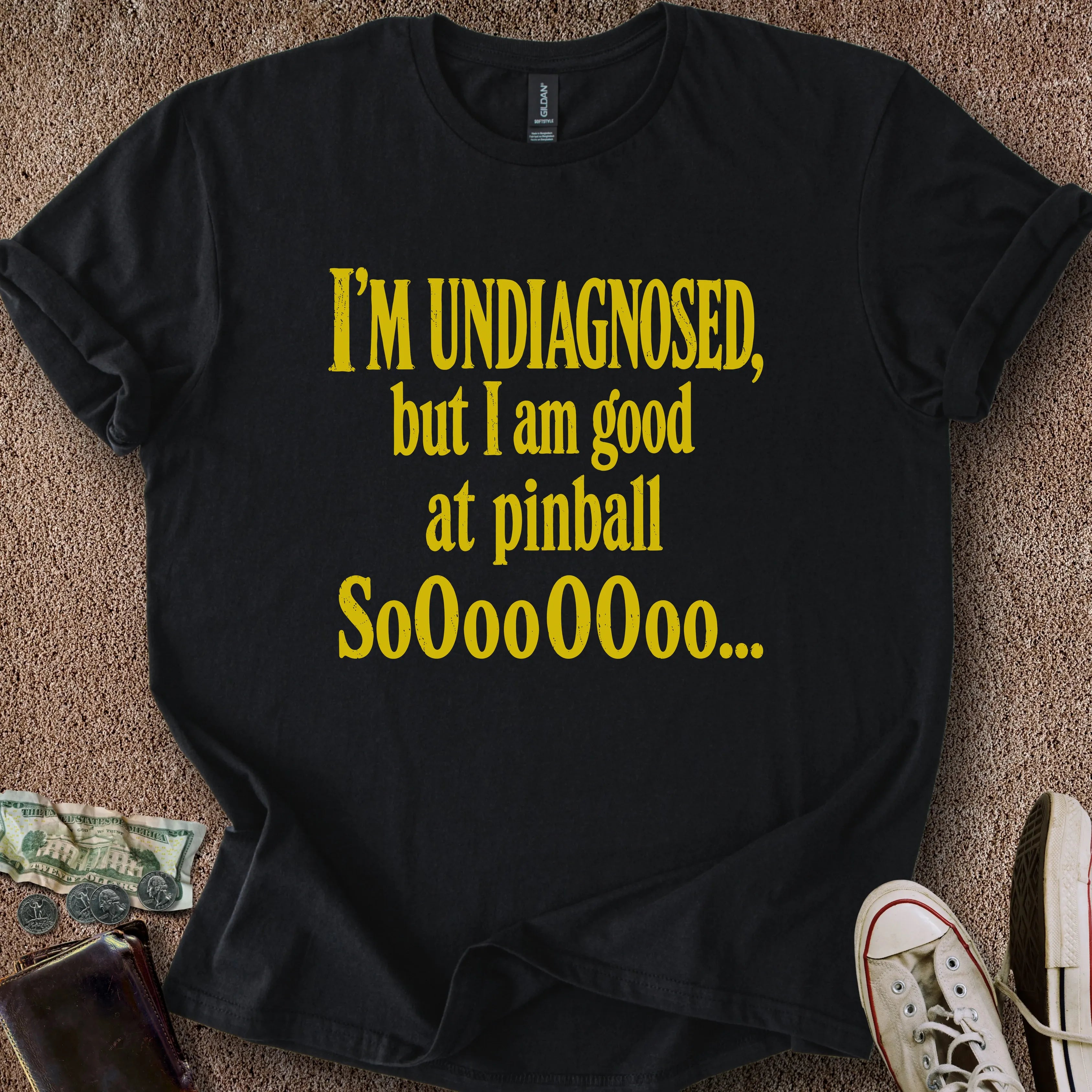 Printify T-Shirt Black / S Undiagnosed & Good At Pinball T-Shirt