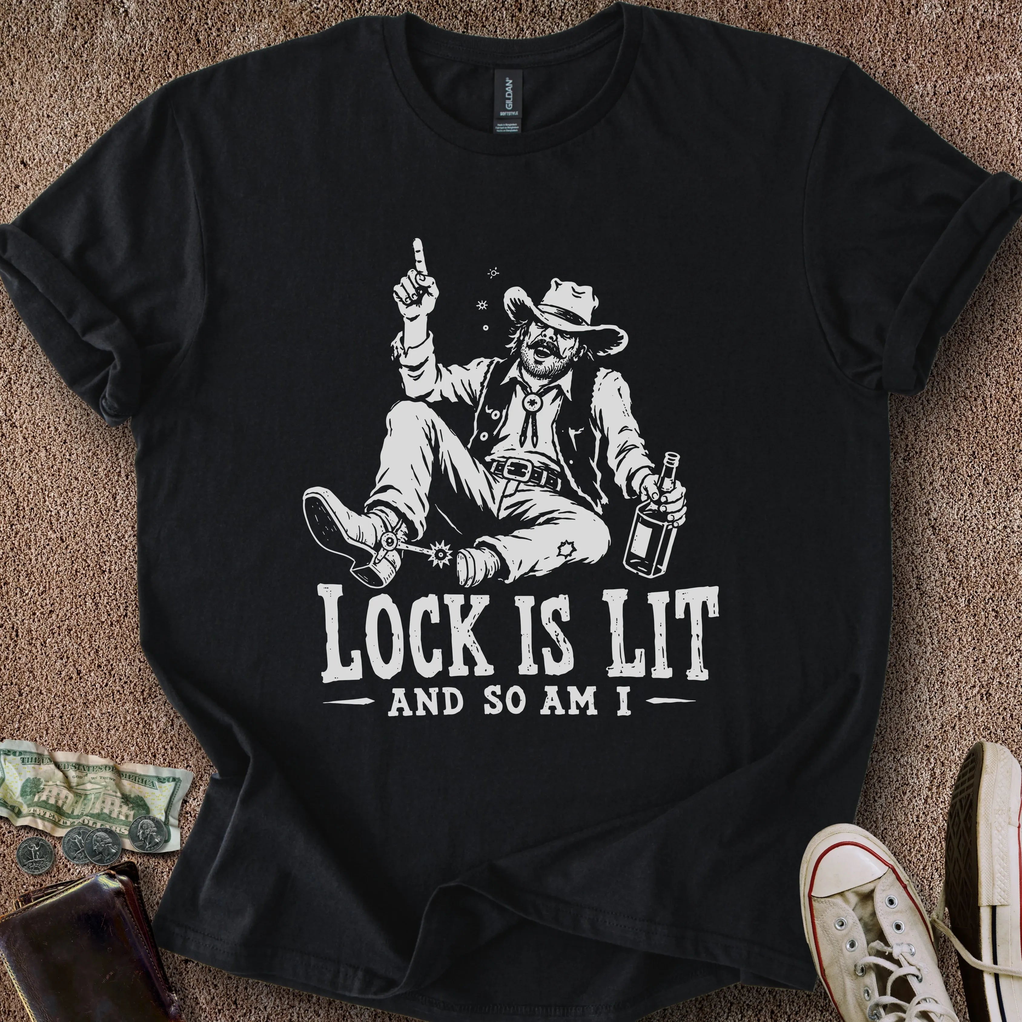 Printify T-Shirt Black / S Lock is Lit & So Am I T-Shirt