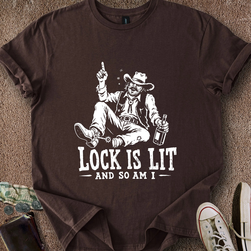 Printify T-Shirt Dark Chocolate / S Lock is Lit & So Am I T-Shirt