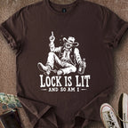 Printify T-Shirt Dark Chocolate / S Lock is Lit & So Am I T-Shirt