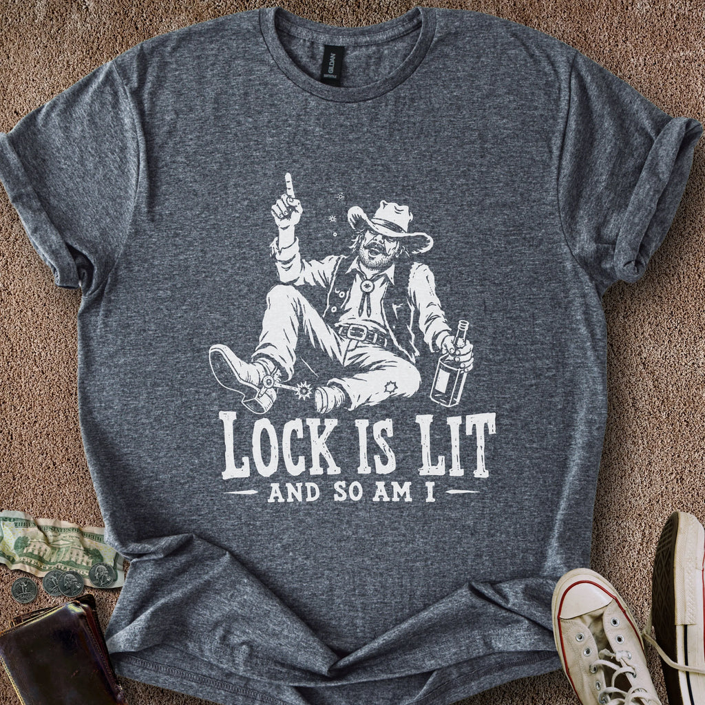 Printify T-Shirt Dark Heather / S Lock is Lit & So Am I T-Shirt