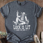 Printify T-Shirt Dark Heather / S Lock is Lit & So Am I T-Shirt