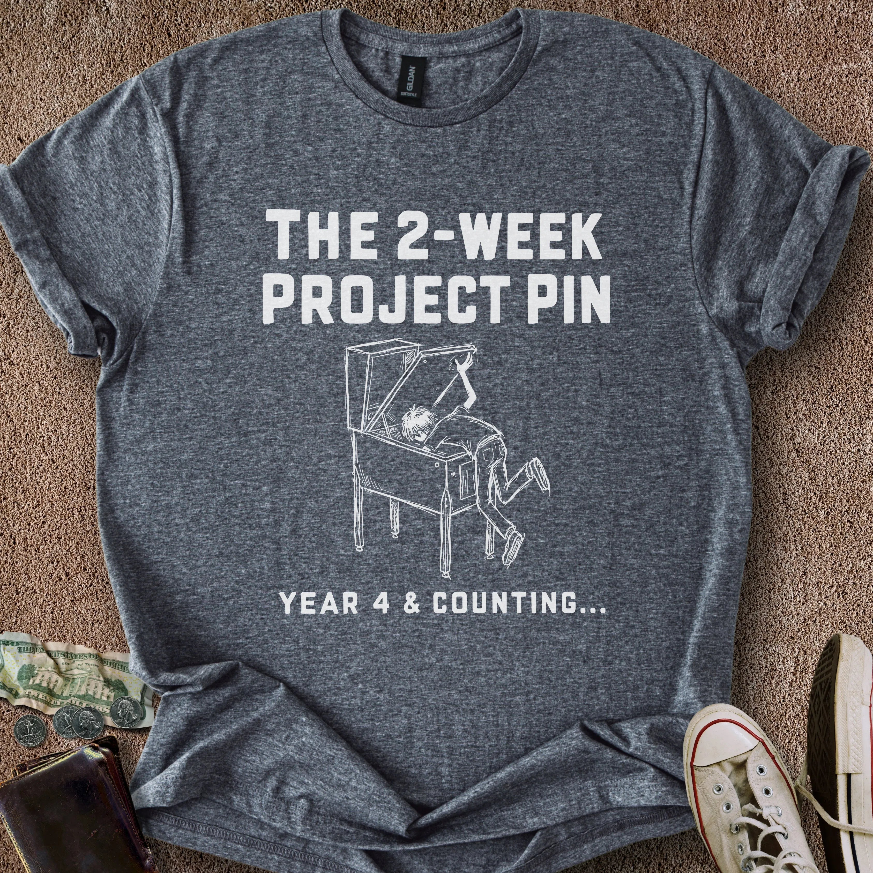Printify T-Shirt Dark Heather / S Project Pinball Machine T-Shirt