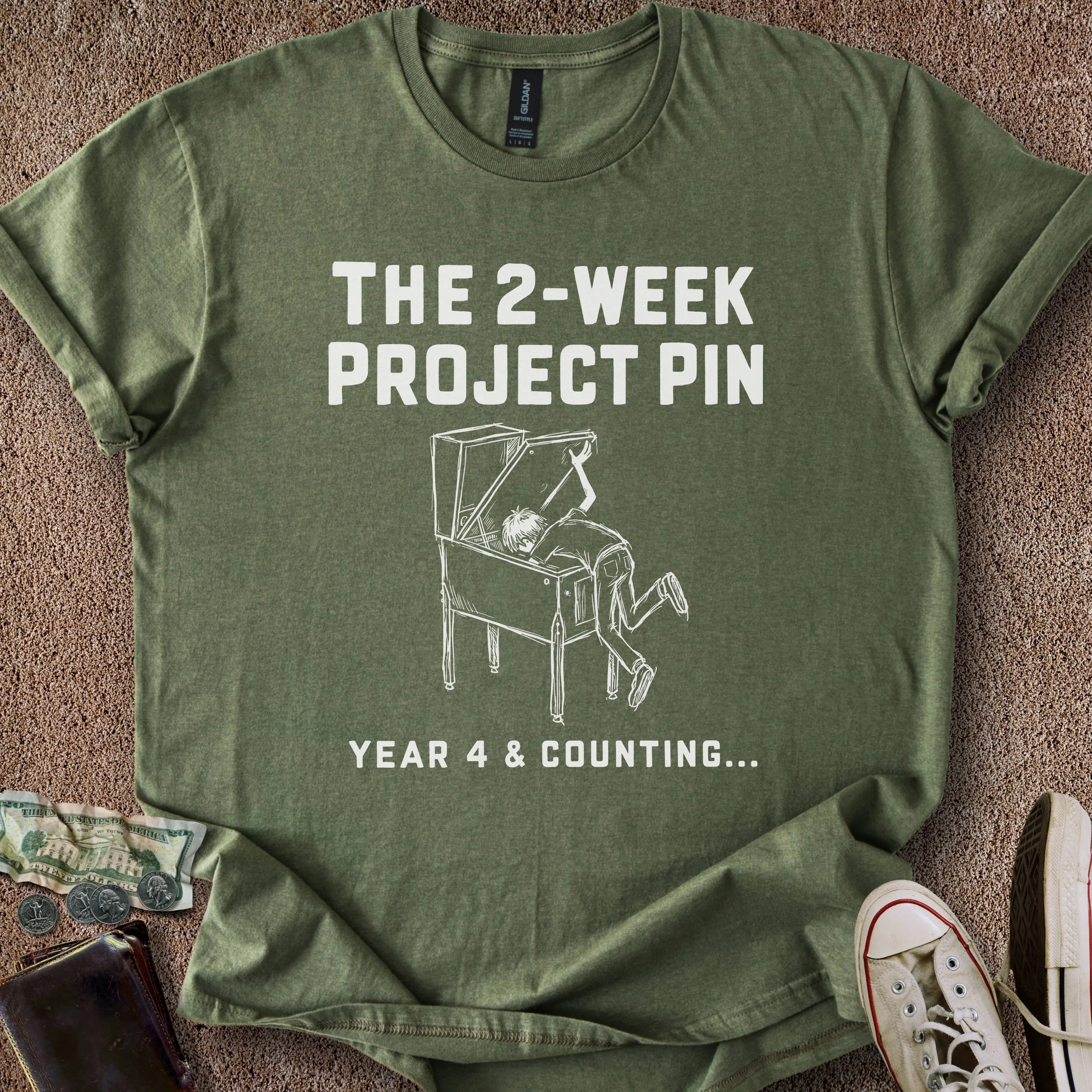 Printify T-Shirt Military Green / S Project Pinball Machine T-Shirt