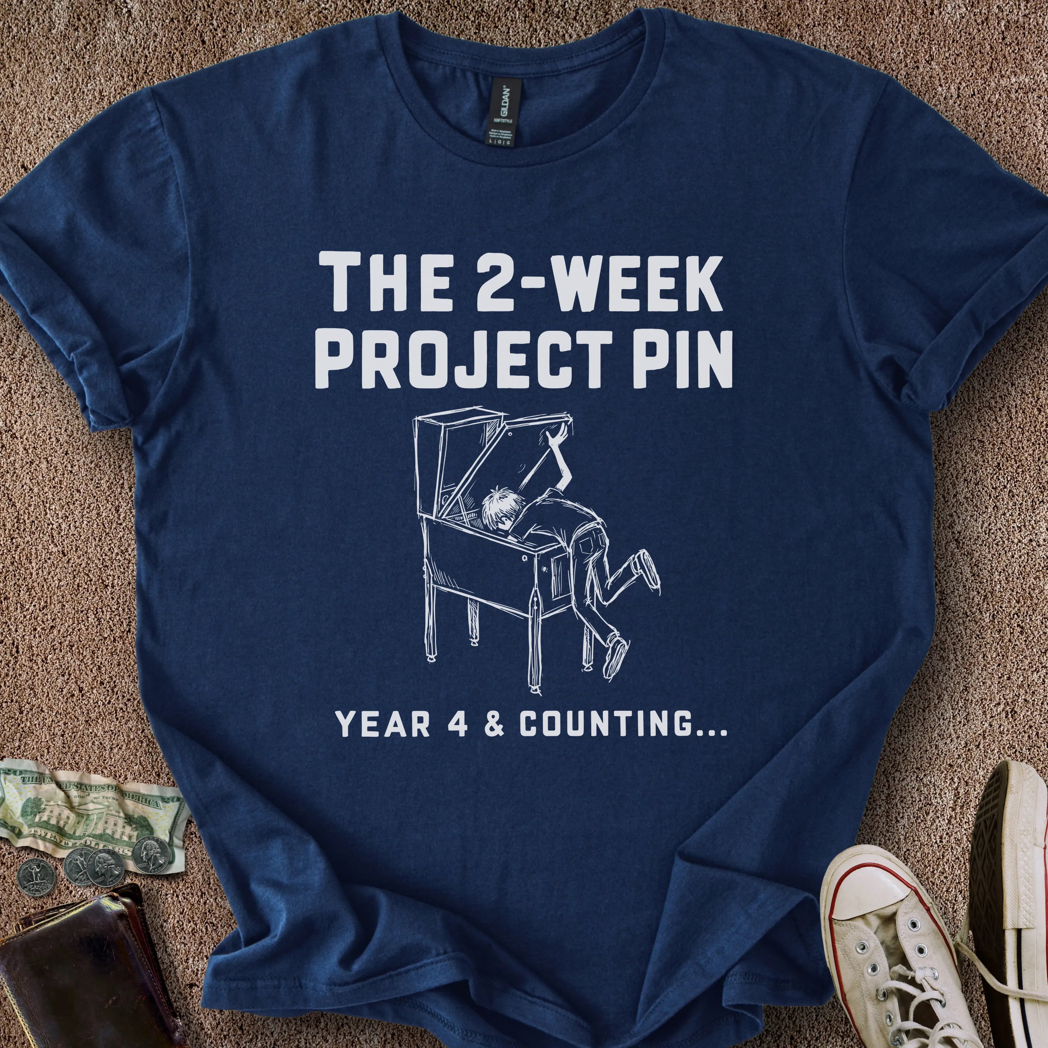 Printify T-Shirt Navy / S Project Pinball Machine T-Shirt
