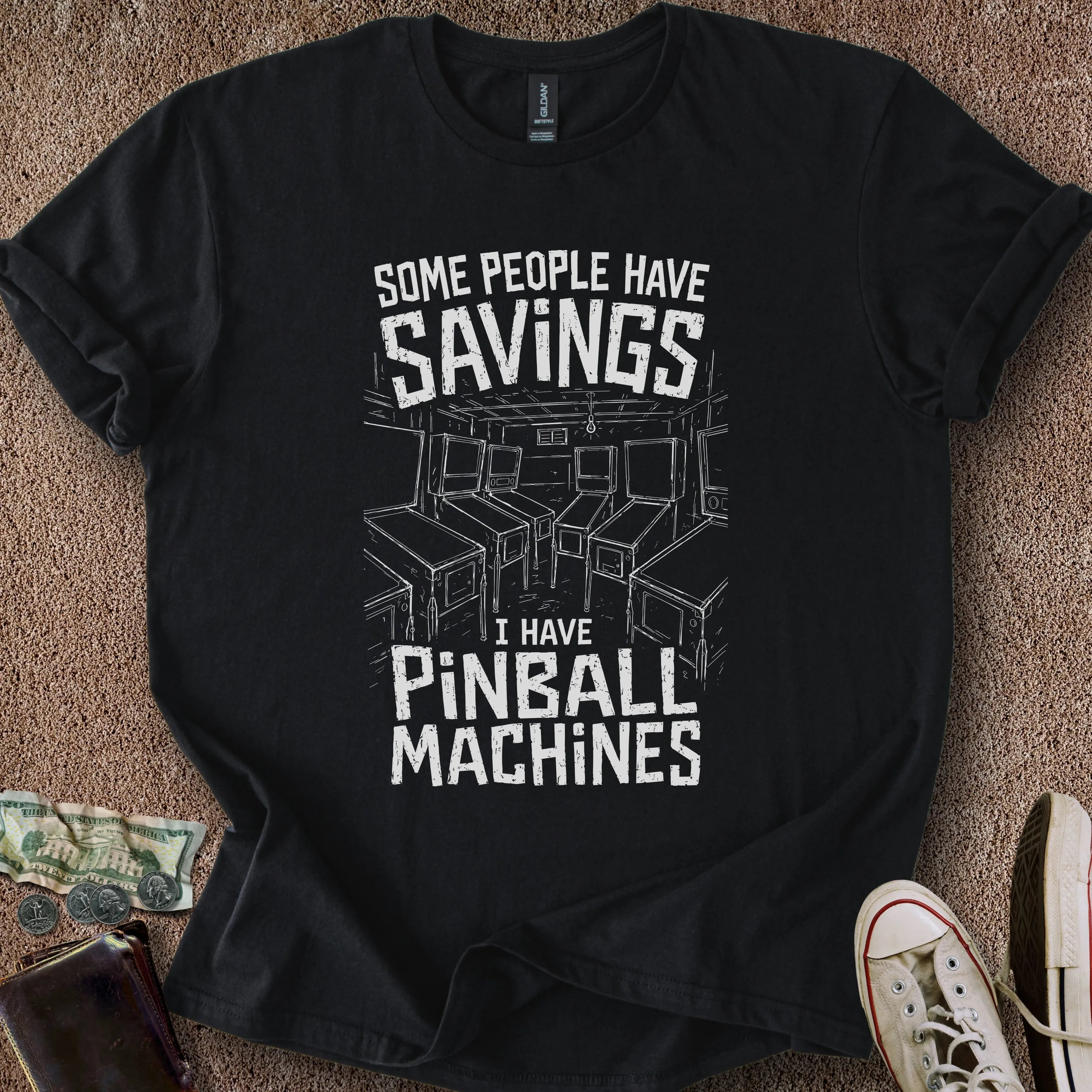 Printify T-Shirt Black / S Pinball Savings T-Shirt