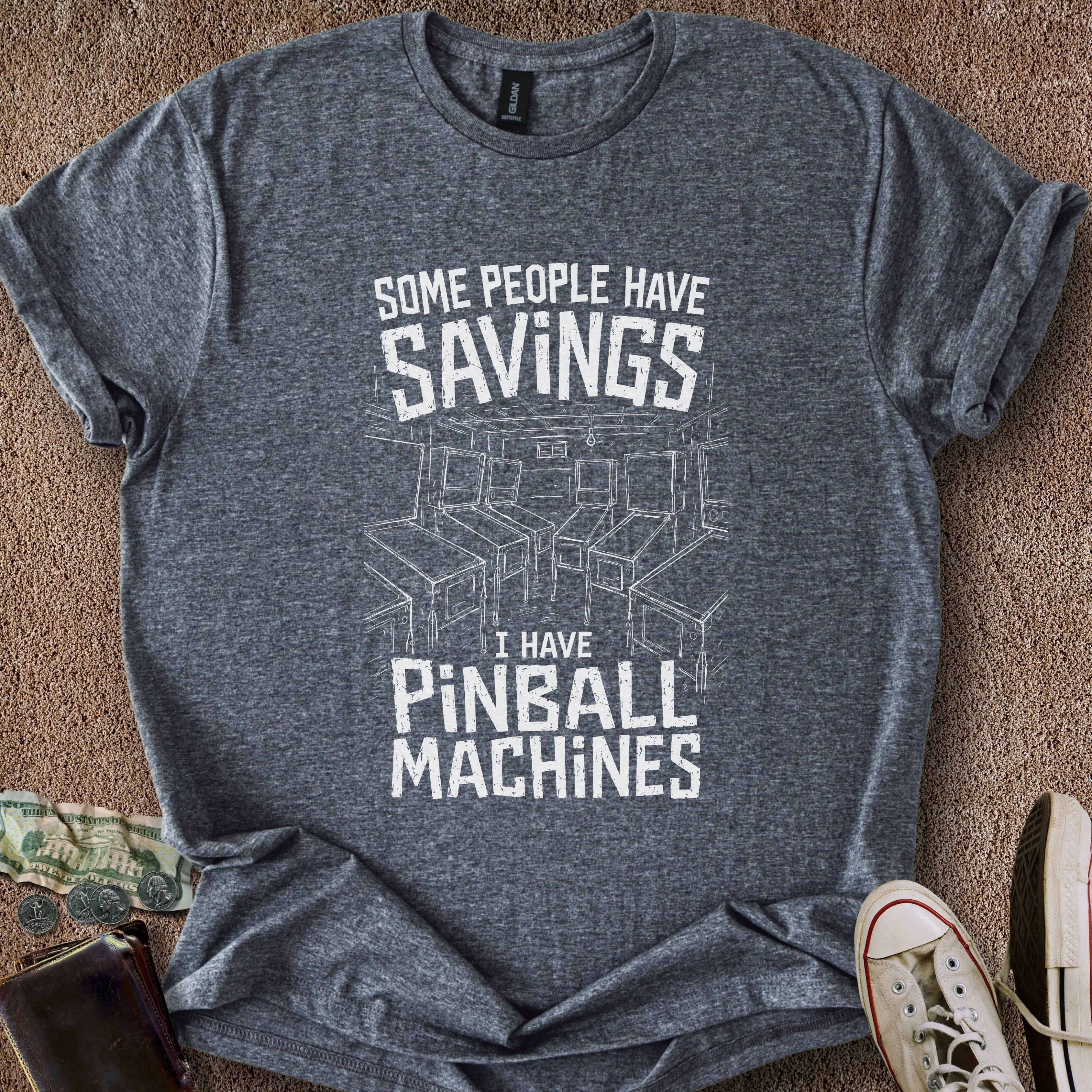 Printify T-Shirt Dark Heather / S Pinball Savings T-Shirt