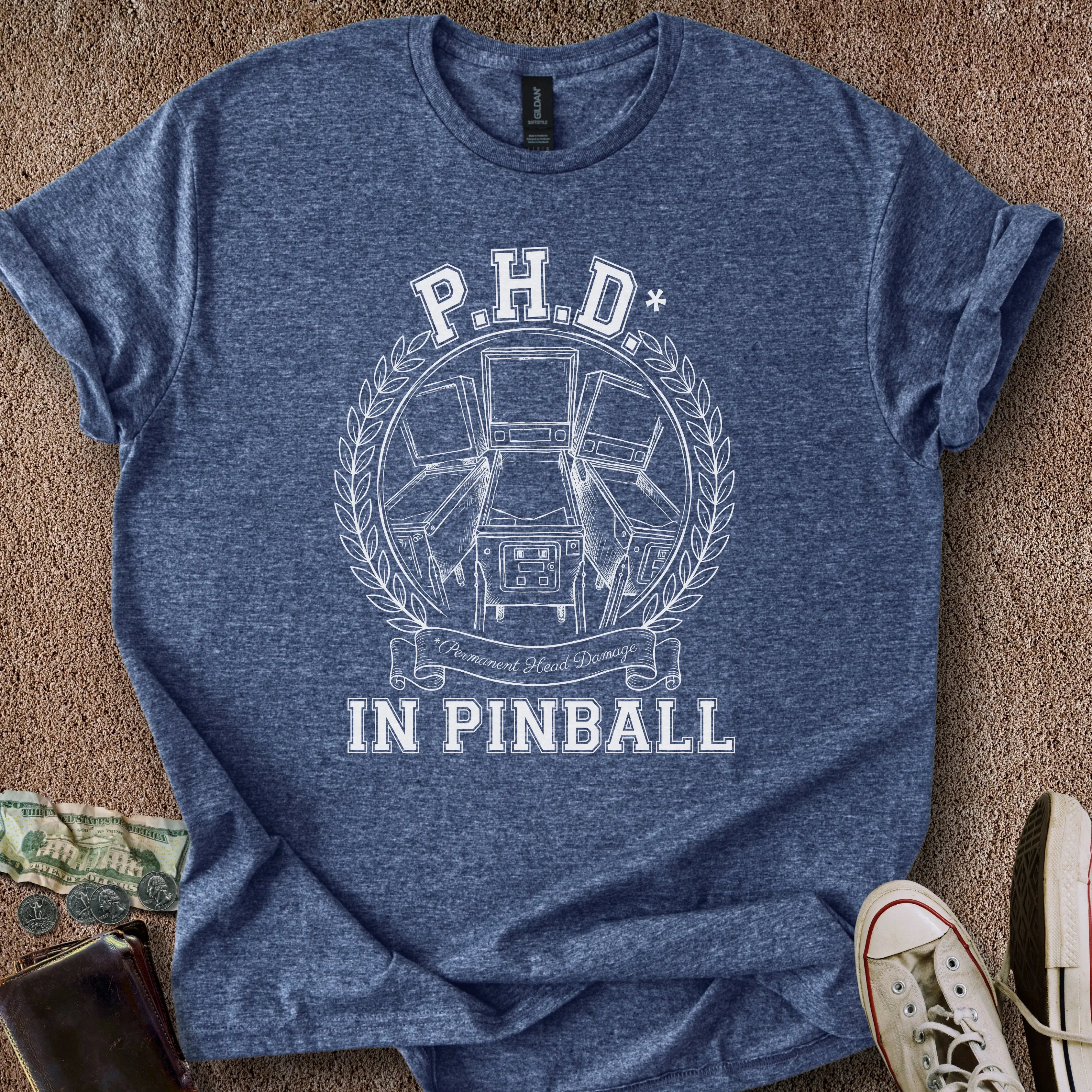 Printify T-Shirt Heather Navy / S PHD* In Pinball T-Shirt