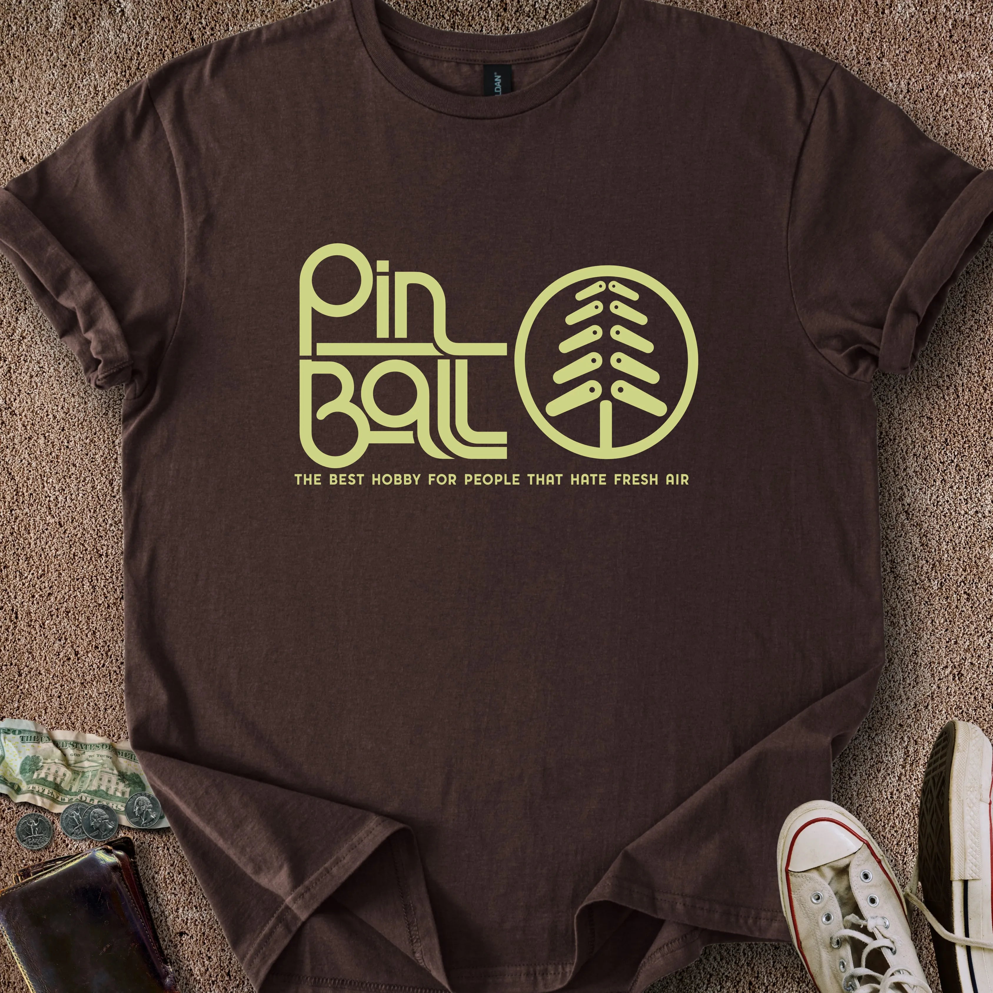 Printify T-Shirt Dark Chocolate / S Pinball Fresh Air T-Shirt