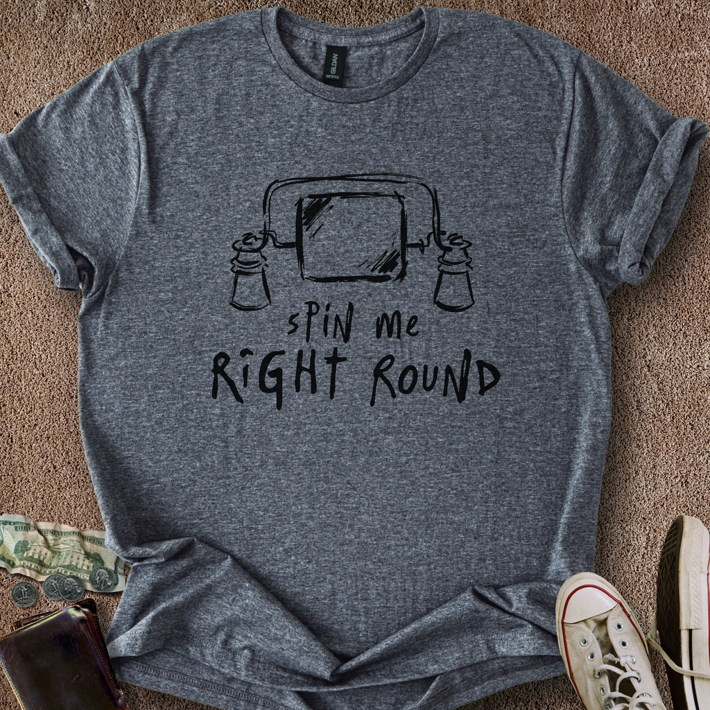 Printify T-Shirt Dark Heather / S 0184_spin me right round T-Shirt
