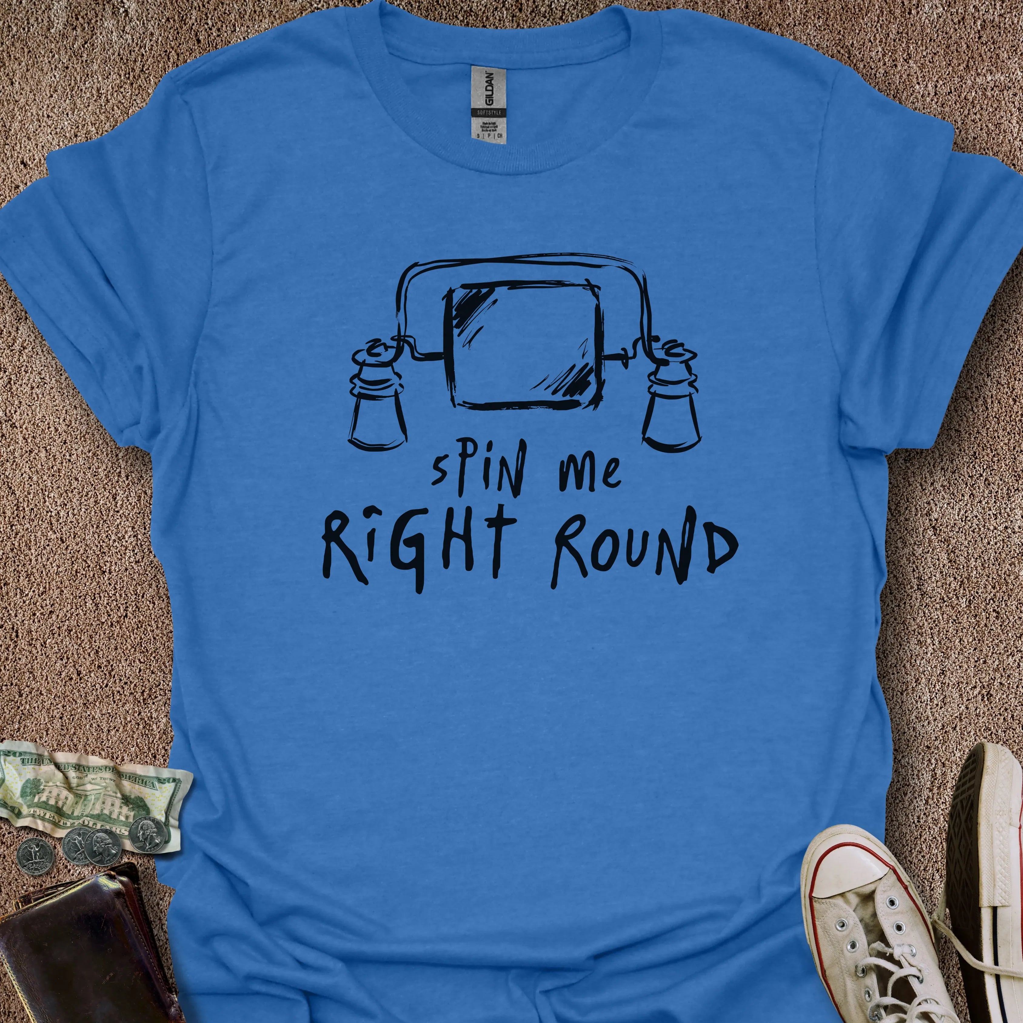 Printify T-Shirt Heather Royal / S 0184_spin me right round T-Shirt