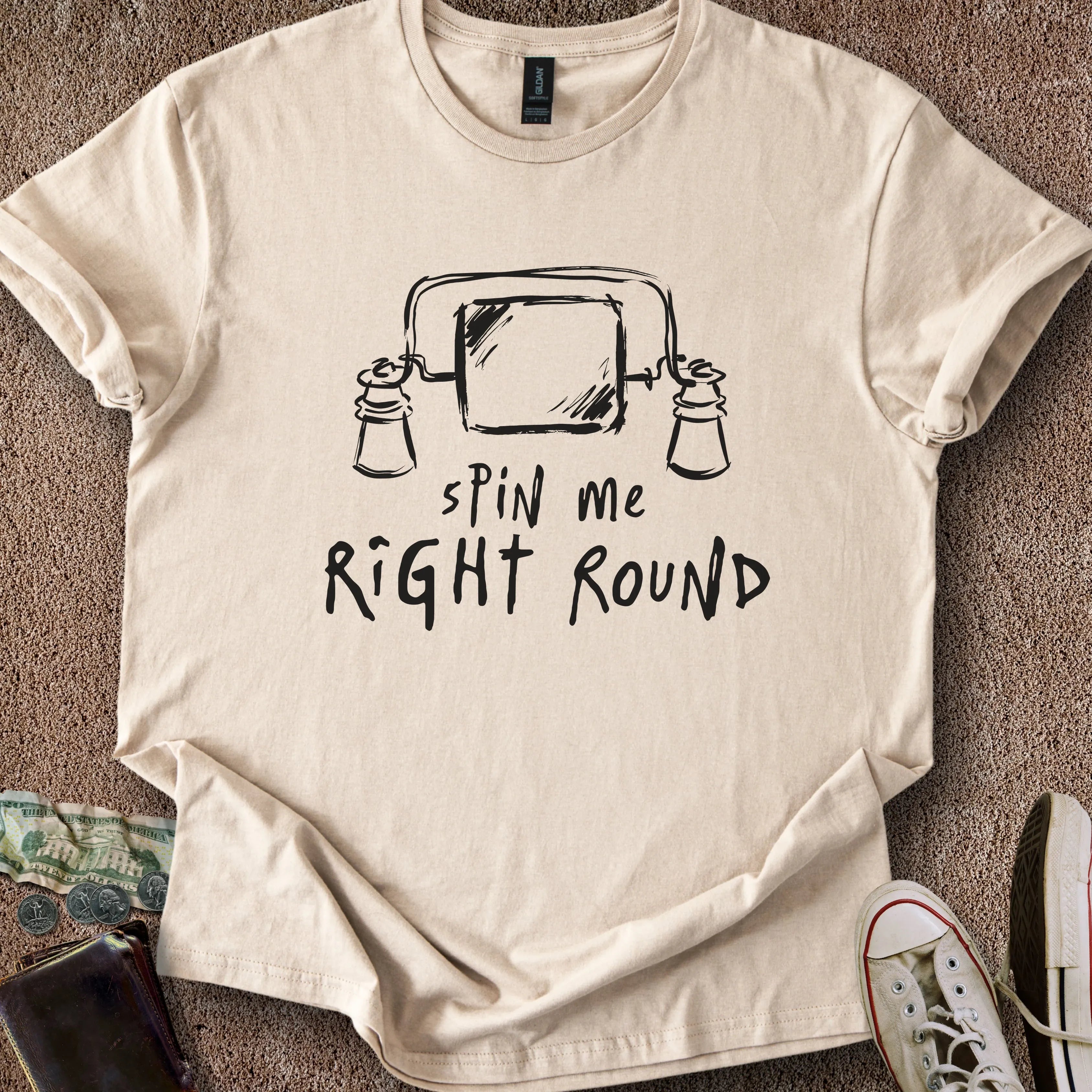 Printify T-Shirt Sand / S 0184_spin me right round T-Shirt