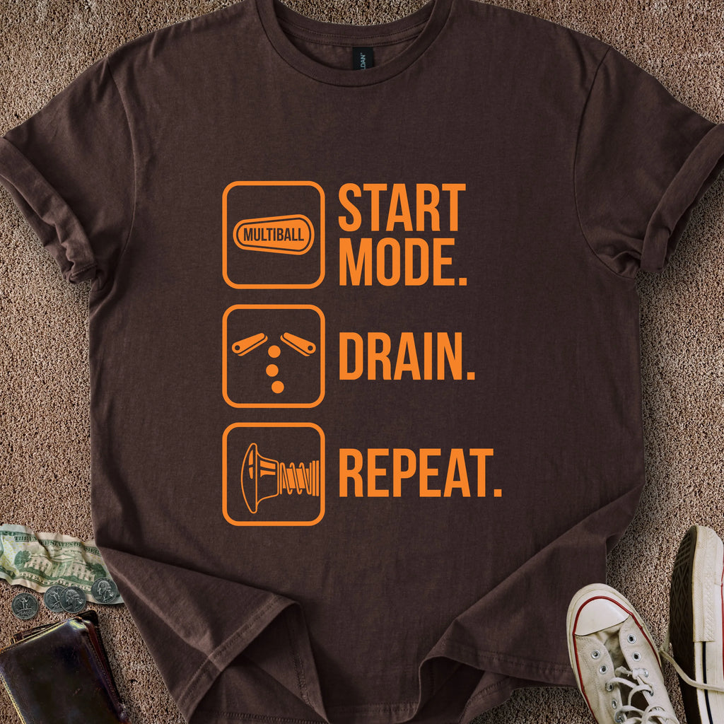 Printify T-Shirt Dark Chocolate / S 0185_start drain repeat T-Shirt
