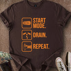 Printify T-Shirt Dark Chocolate / S 0185_start drain repeat T-Shirt
