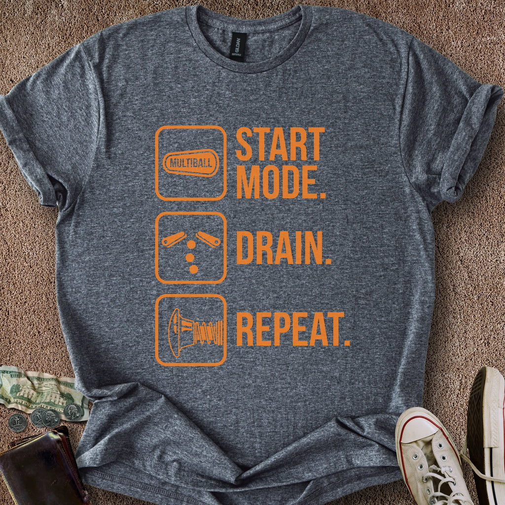 Printify T-Shirt Dark Heather / S 0185_start drain repeat T-Shirt