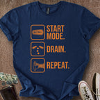 Printify T-Shirt Navy / S 0185_start drain repeat T-Shirt