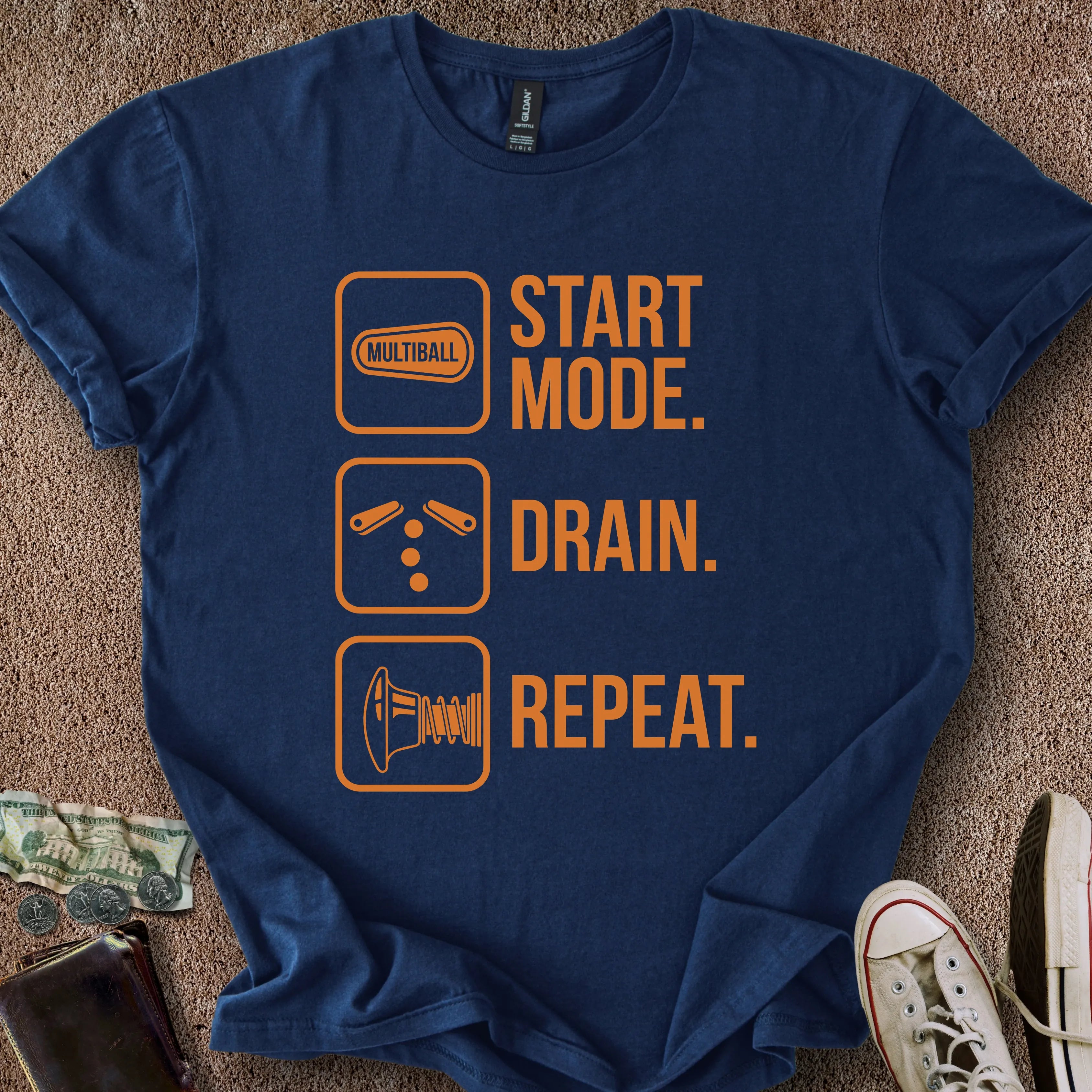 Printify T-Shirt Navy / S 0185_start drain repeat T-Shirt