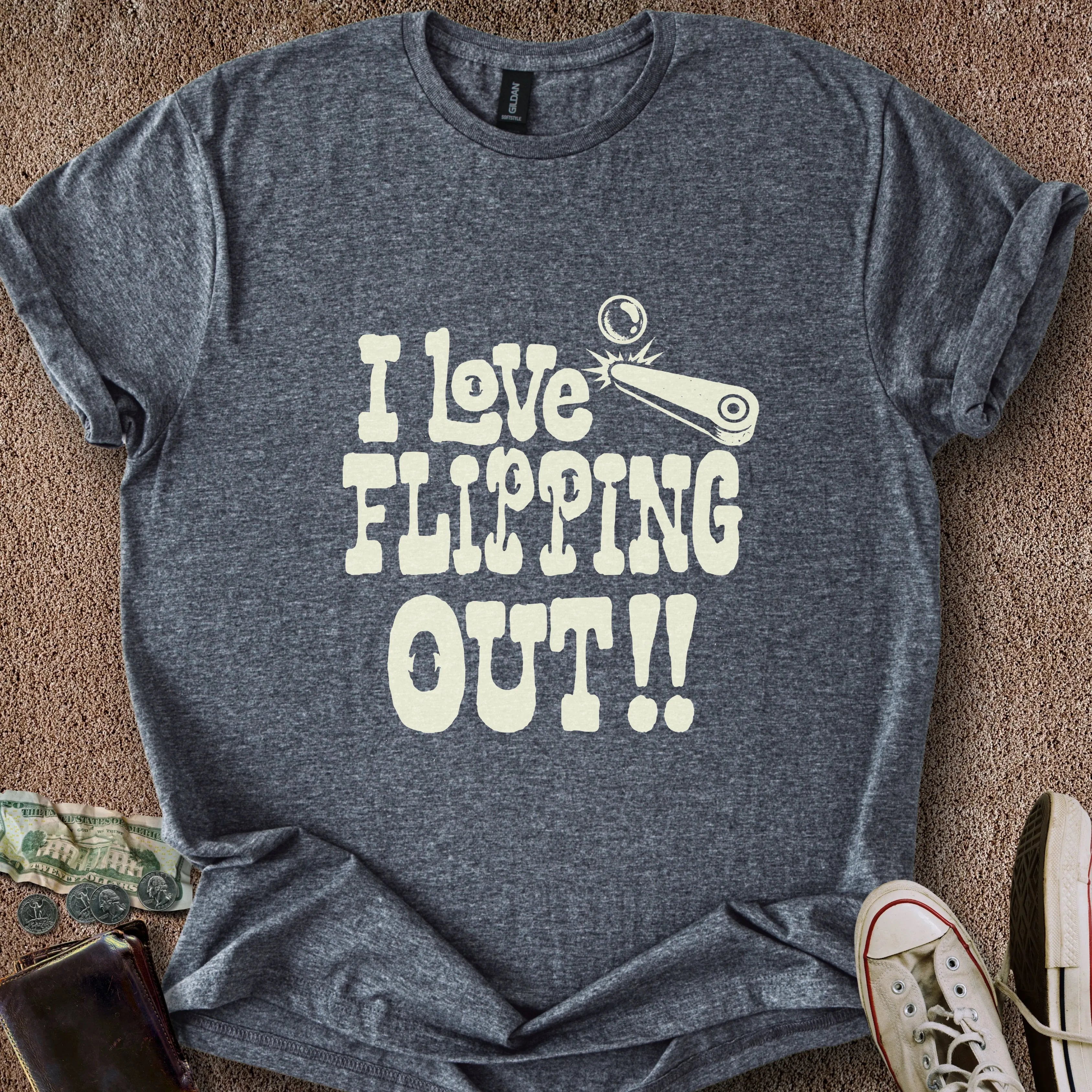 Printify T-Shirt Dark Heather / S 0187_i love flipping out T-Shirt