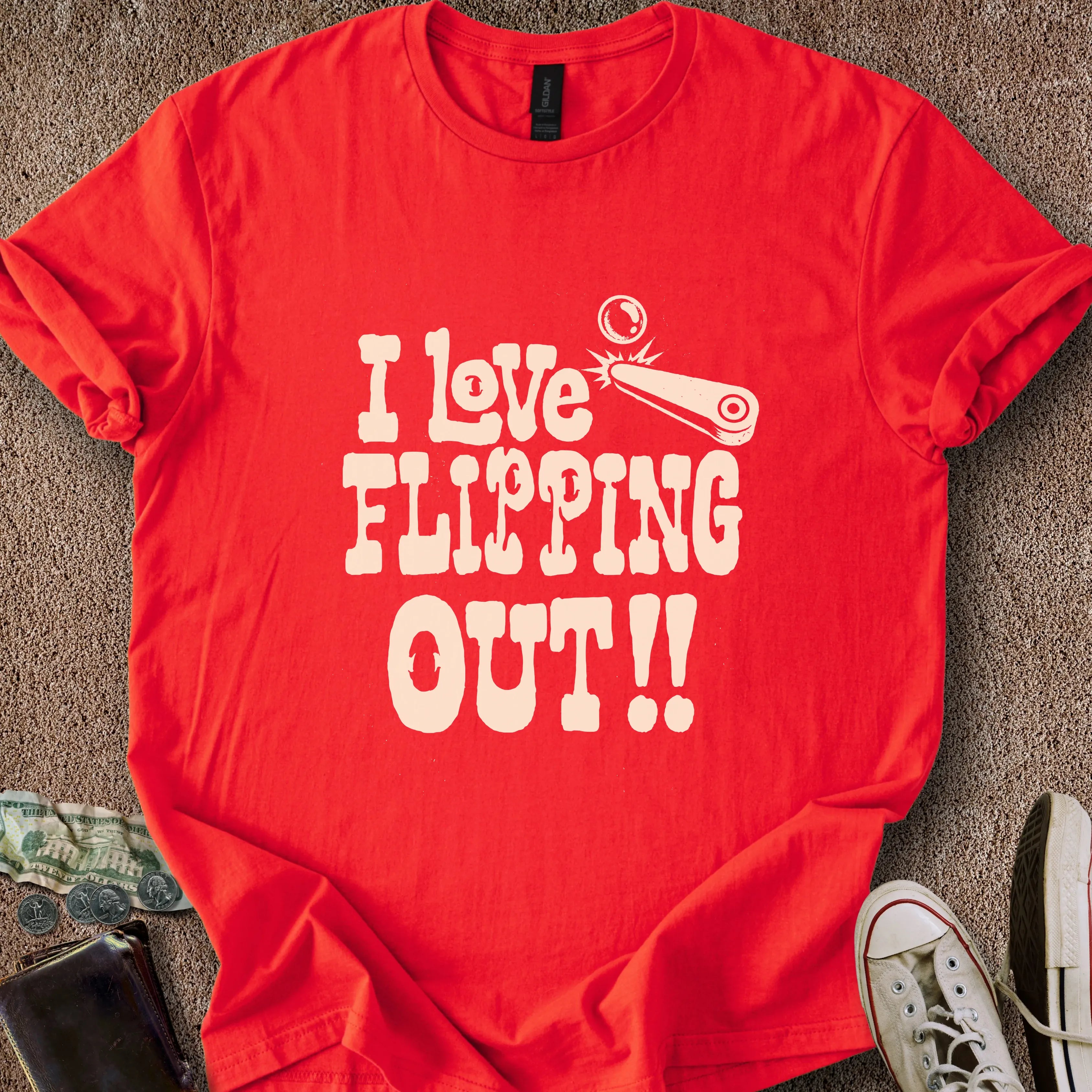 Printify T-Shirt Red / S 0187_i love flipping out T-Shirt