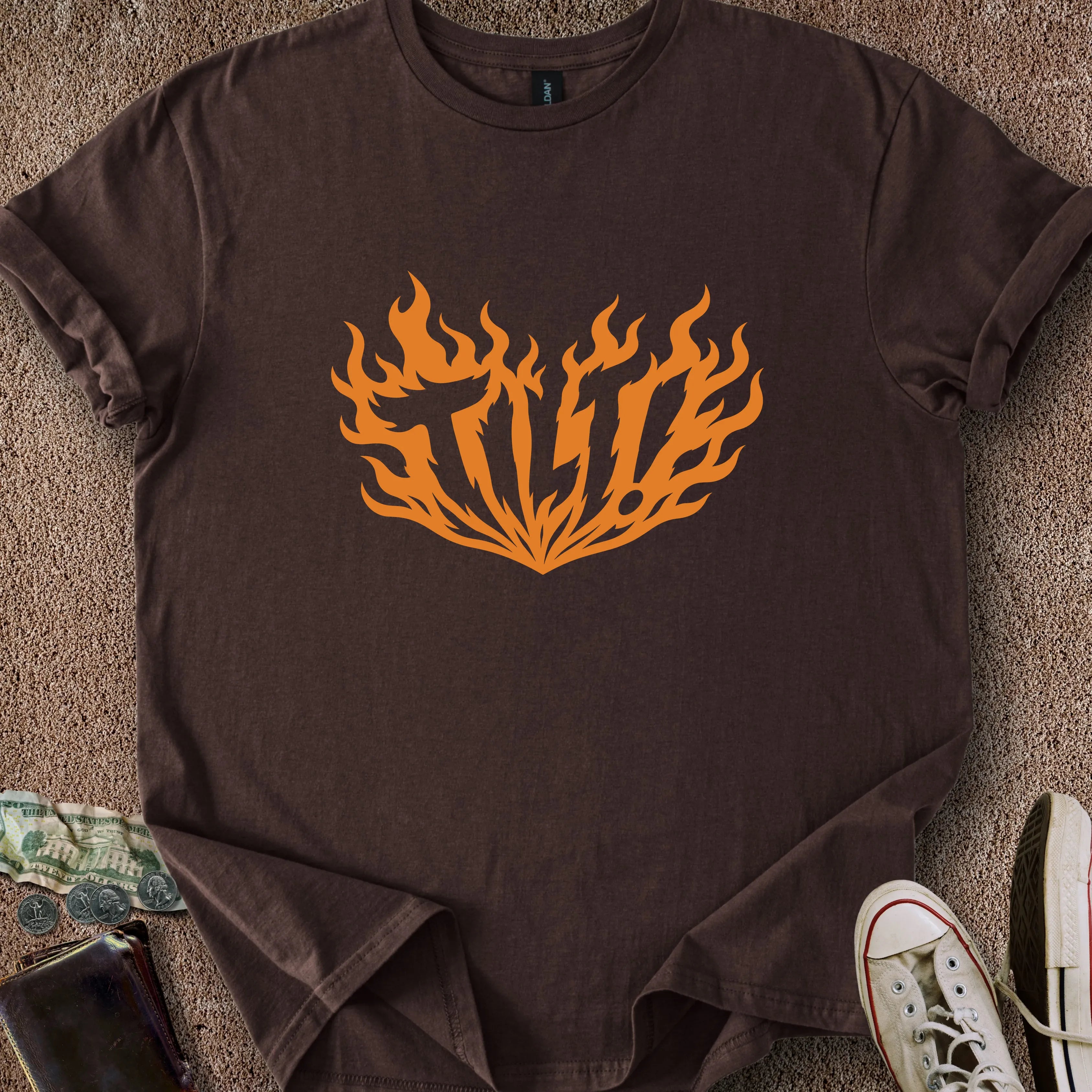 Printify T-Shirt Dark Chocolate / S 0189_tilt fire T-Shirt