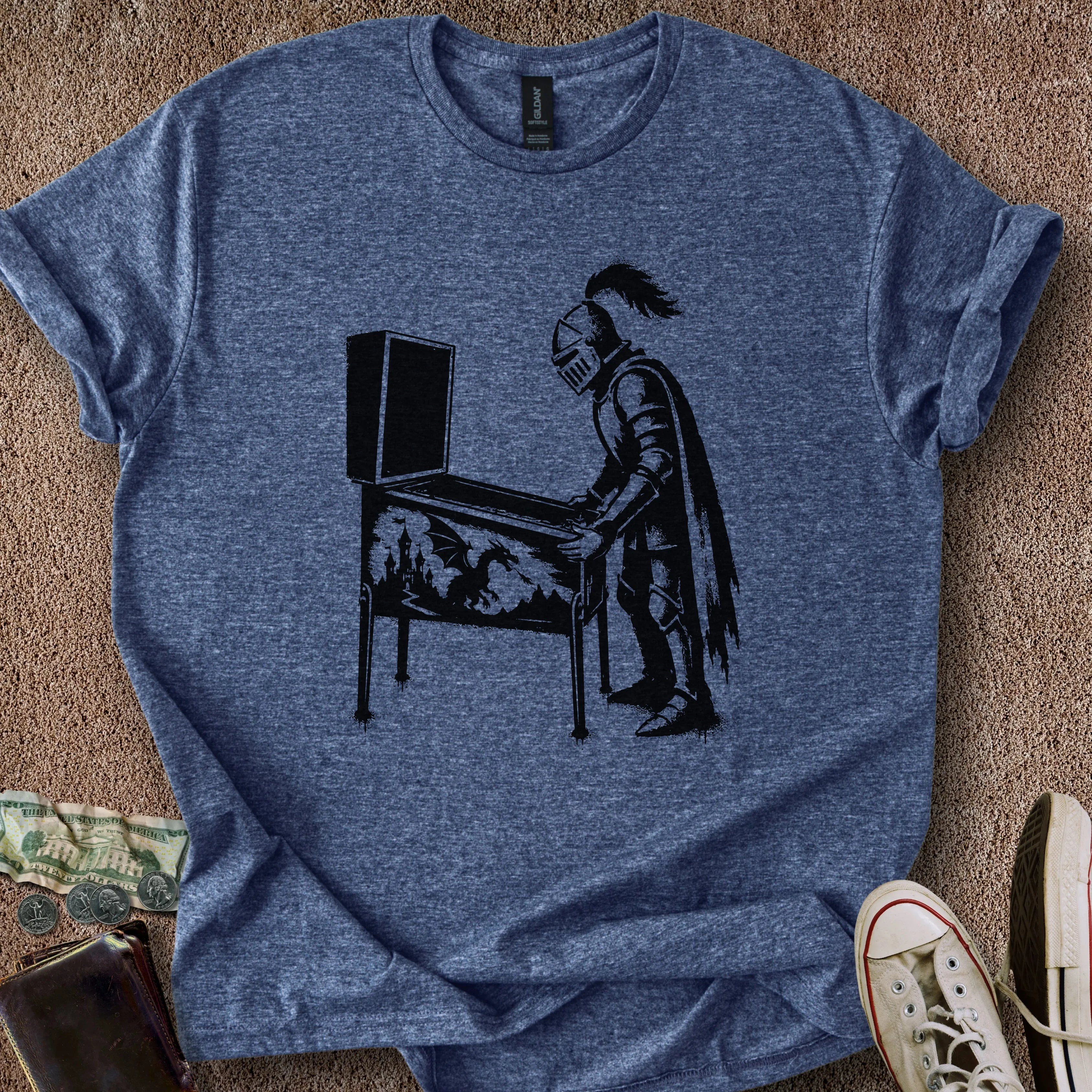 Printify T-Shirt Heather Navy / S 0191_knight playing pinball T-Shirt