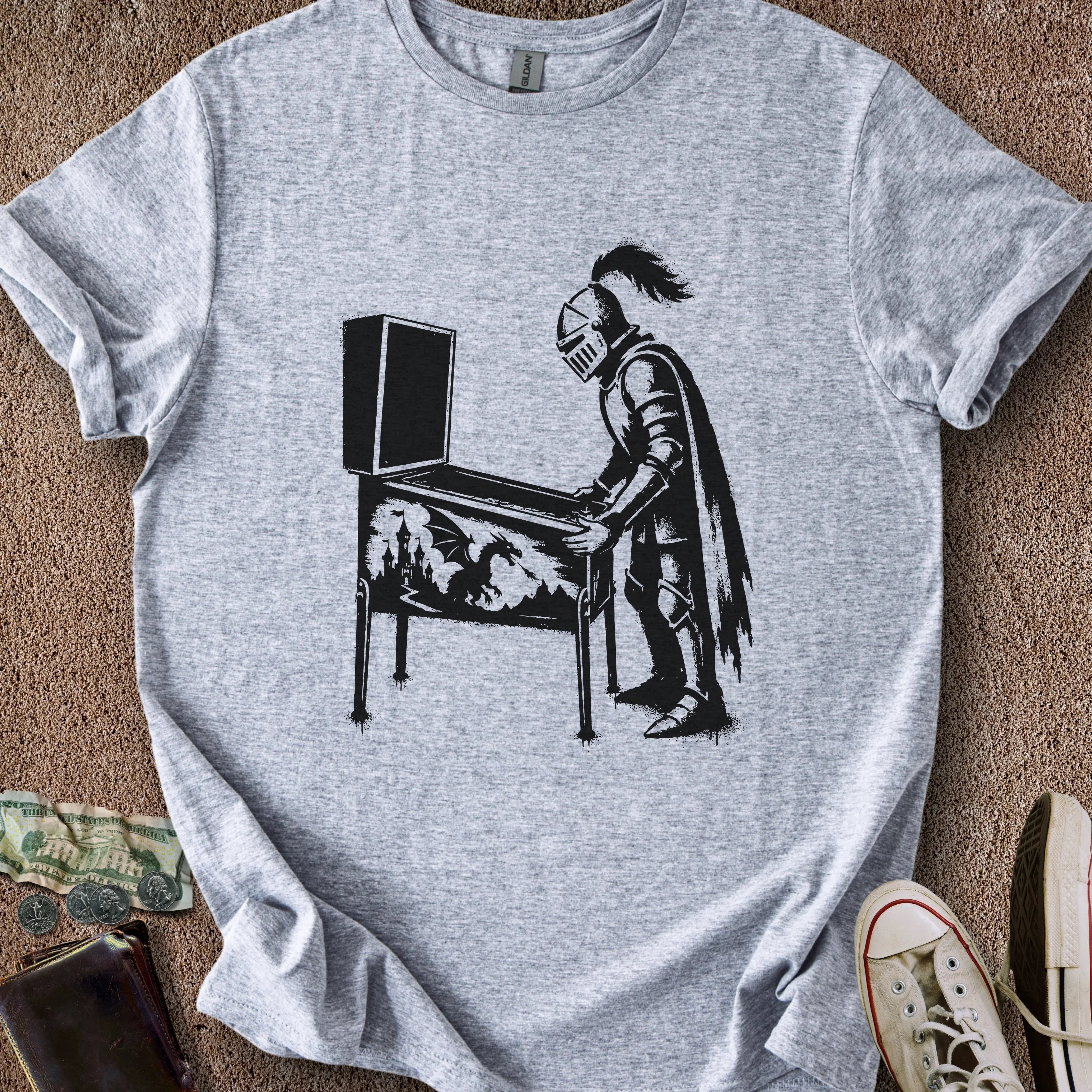 Printify T-Shirt Sport Grey / S 0191_knight playing pinball T-Shirt
