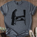 Printify T-Shirt Dark Heather / S 0192_dracula playing pinball T-Shirt