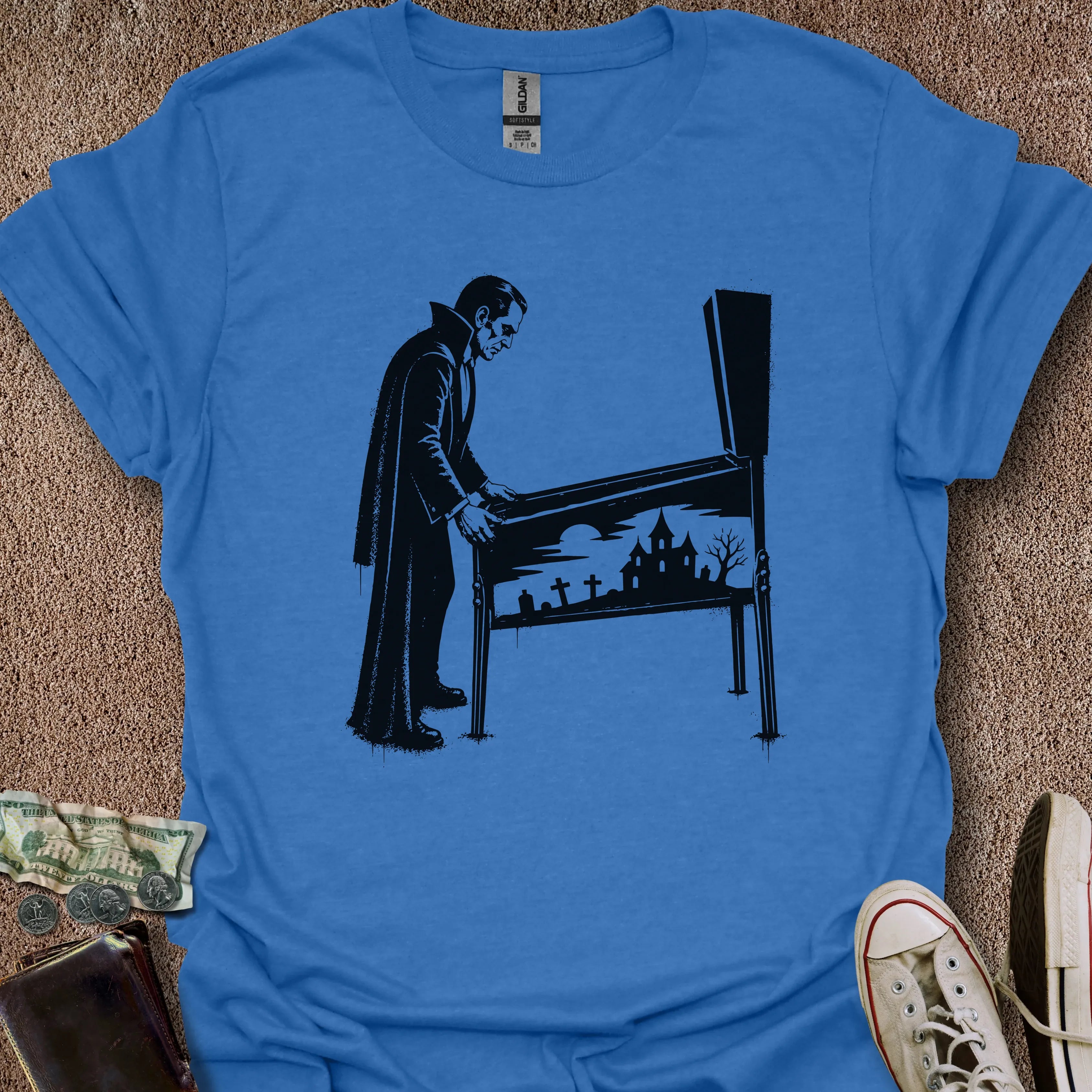 Printify T-Shirt Heather Royal / S 0192_dracula playing pinball T-Shirt