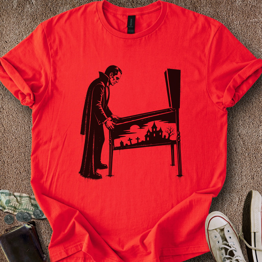 Printify T-Shirt Red / S 0192_dracula playing pinball T-Shirt