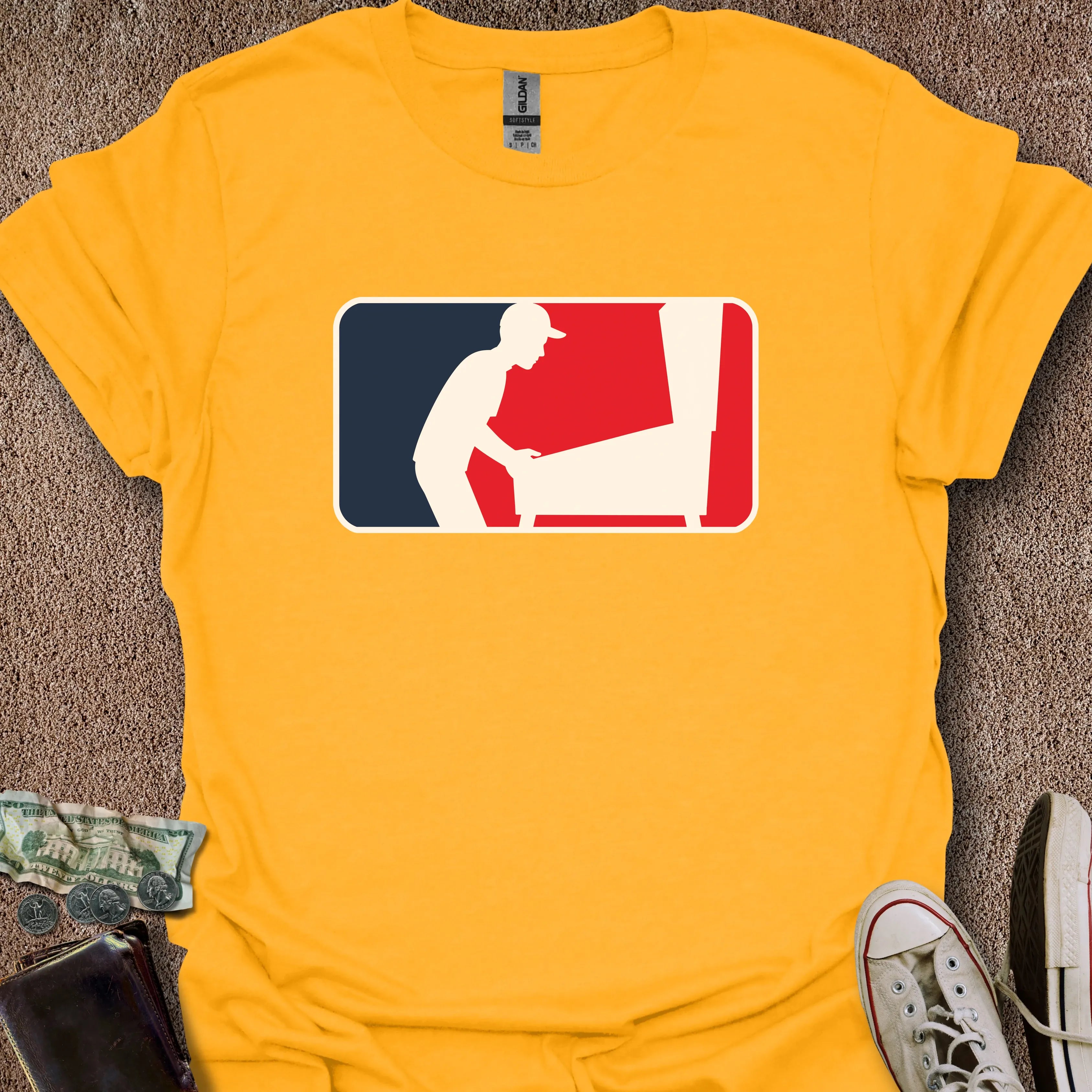 Printify T-Shirt Gold / S 0193_pinball sport logo T-Shirt