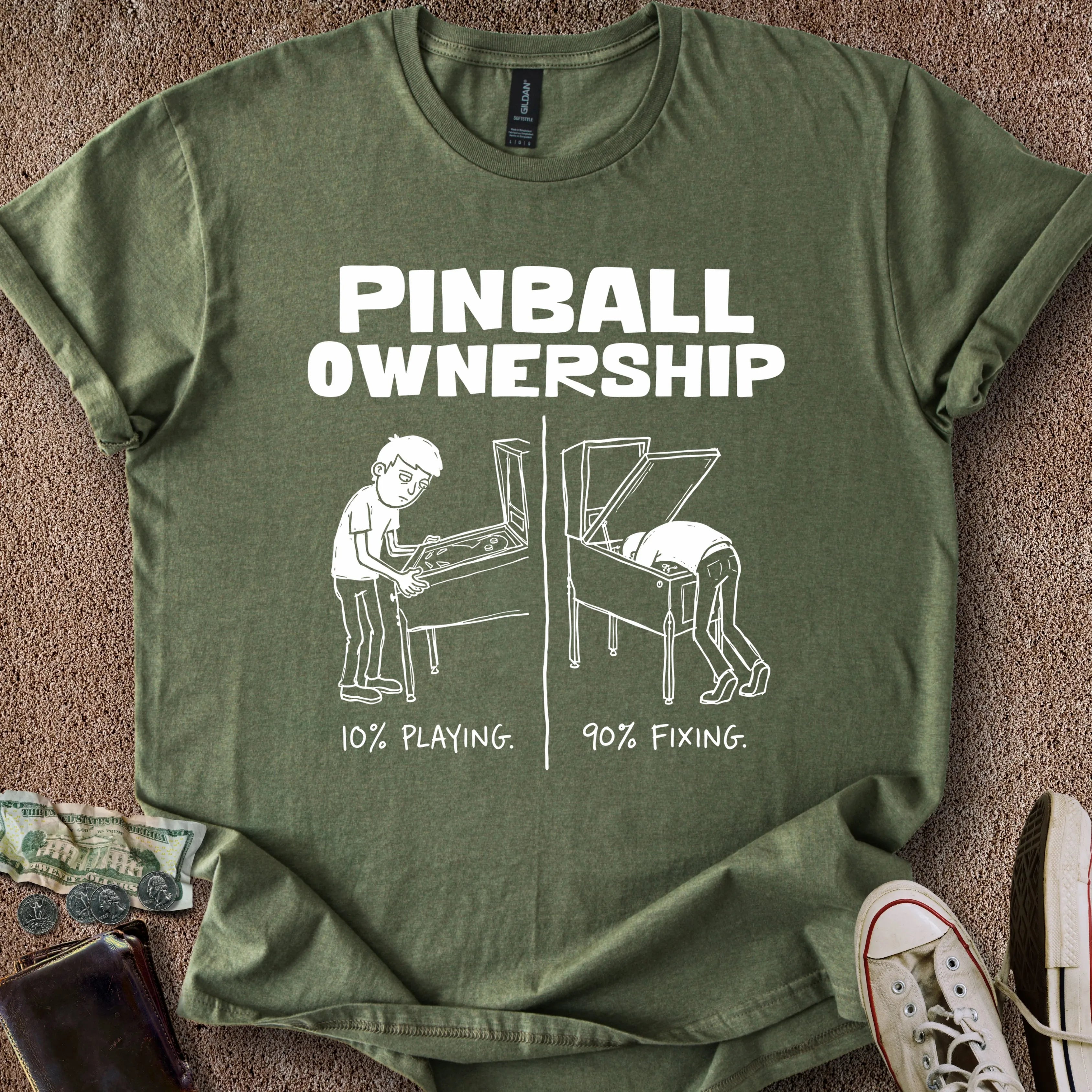 Printify T-Shirt Military Green / S 10% Playing 90% Fixing T-Shirt