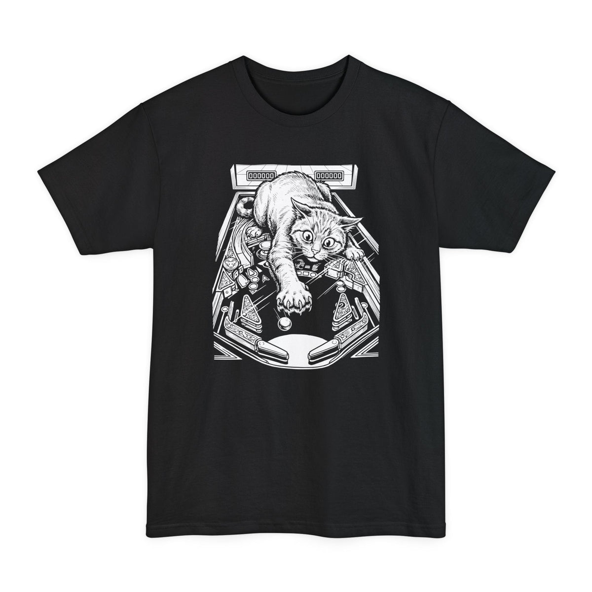 Printify T-Shirt Black / LT Cat Playing Pinball XLT Alt