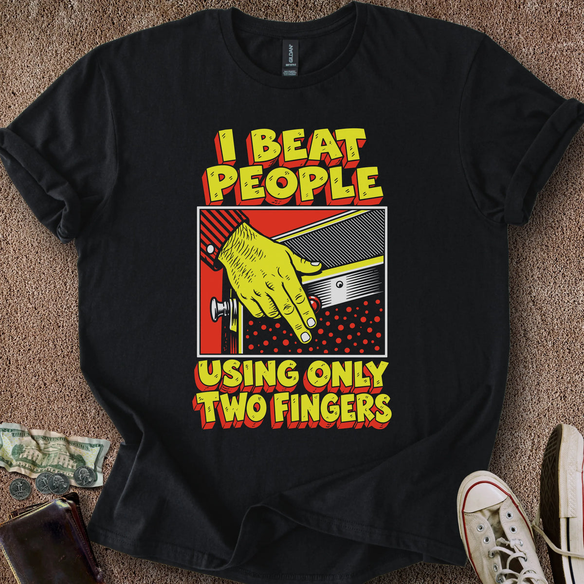 Printify T-Shirt Black / S 2 Finger Beating T-Shirt