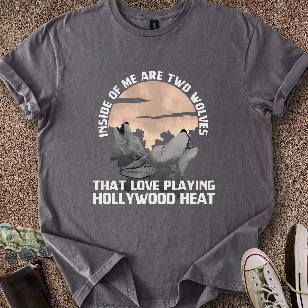 Printify T-Shirt Charcoal / S 2 Wolves T-Shirt