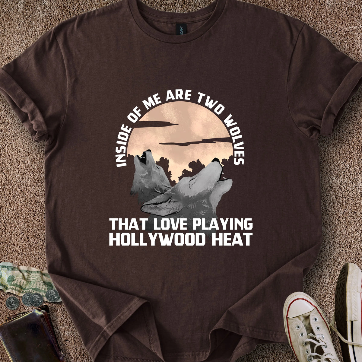 Printify T-Shirt Dark Chocolate / S 2 Wolves T-Shirt