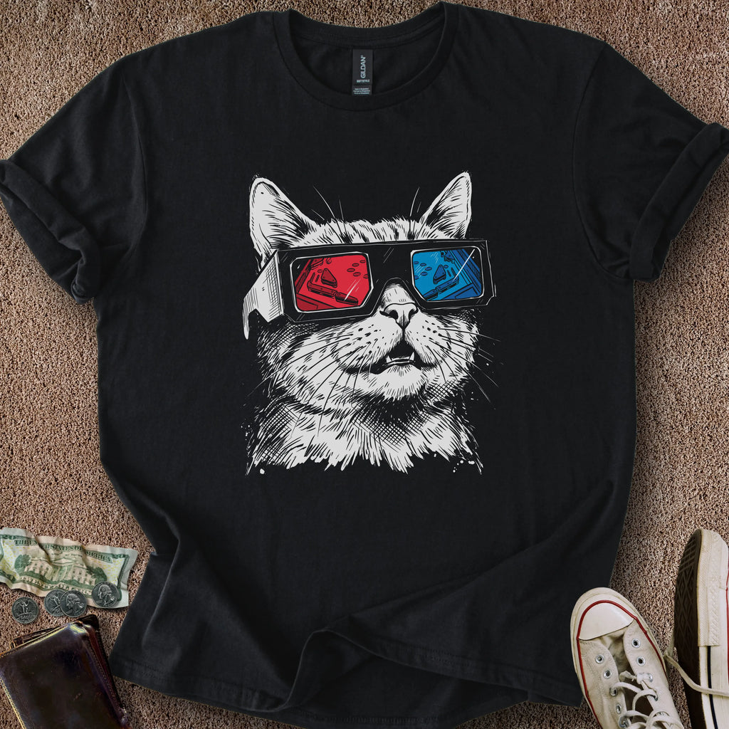 Printify T-Shirt Black / S 3D Pinball Cat T-Shirt
