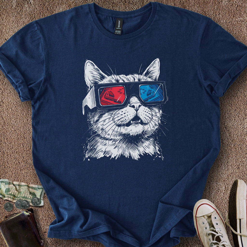 Printify T-Shirt Navy / S 3D Pinball Cat T-Shirt