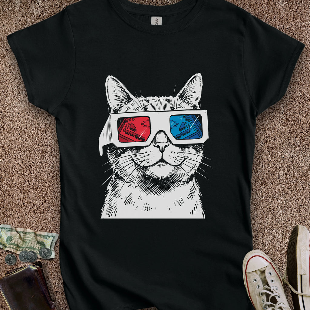 Printify T-Shirt S / Black 3D Pinball Cat Women's T-Shirt