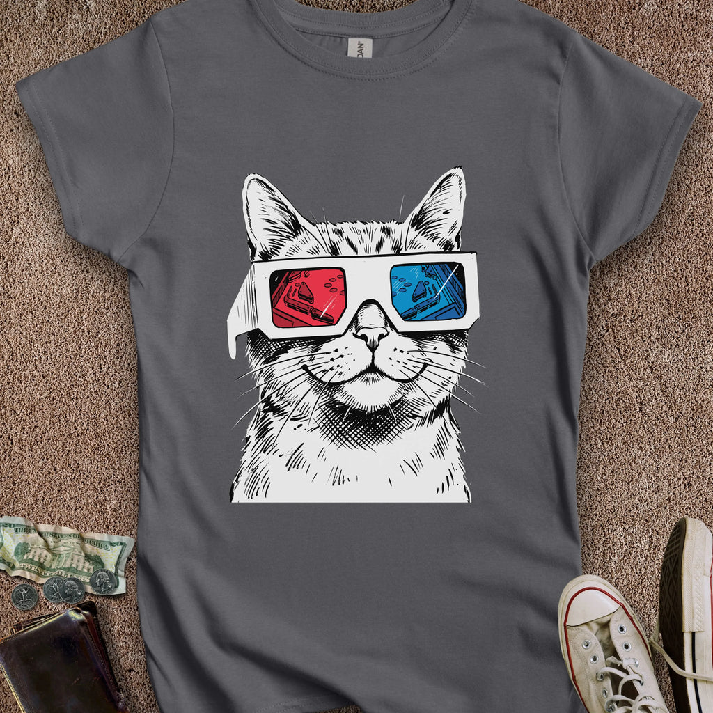Printify T-Shirt M / Charcoal 3D Pinball Cat Women's T-Shirt