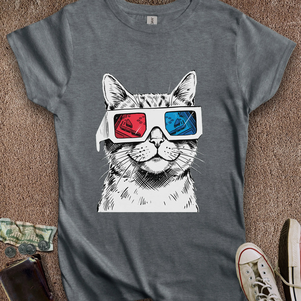 Printify T-Shirt S / Dark Heather 3D Pinball Cat Women's T-Shirt