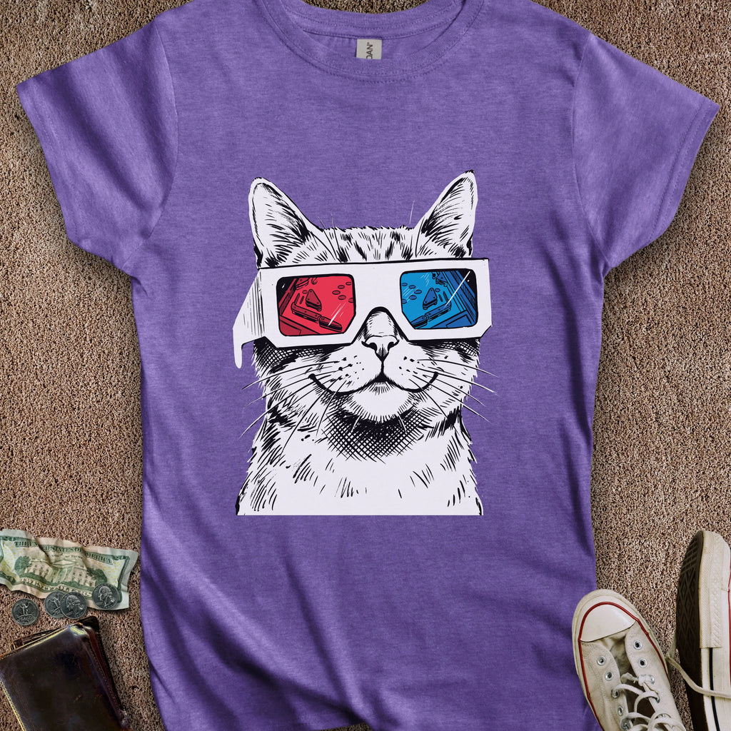 Printify T-Shirt S / Heather Purple 3D Pinball Cat Women's T-Shirt